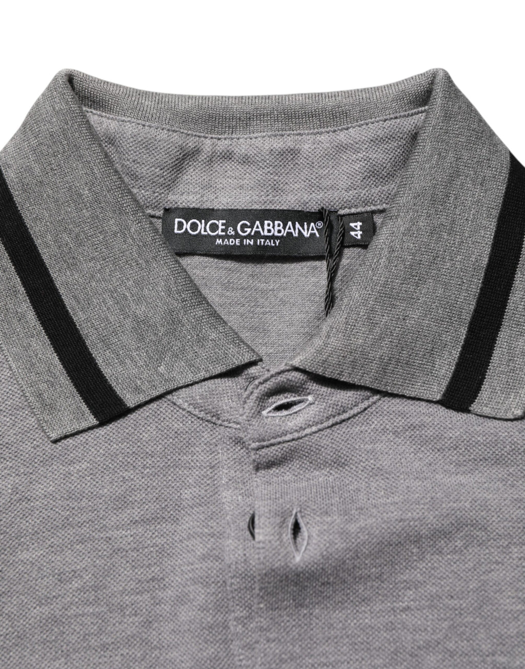 Dolce & Gabbana Grey Polo Shirt with Logo Embroidery and Collar