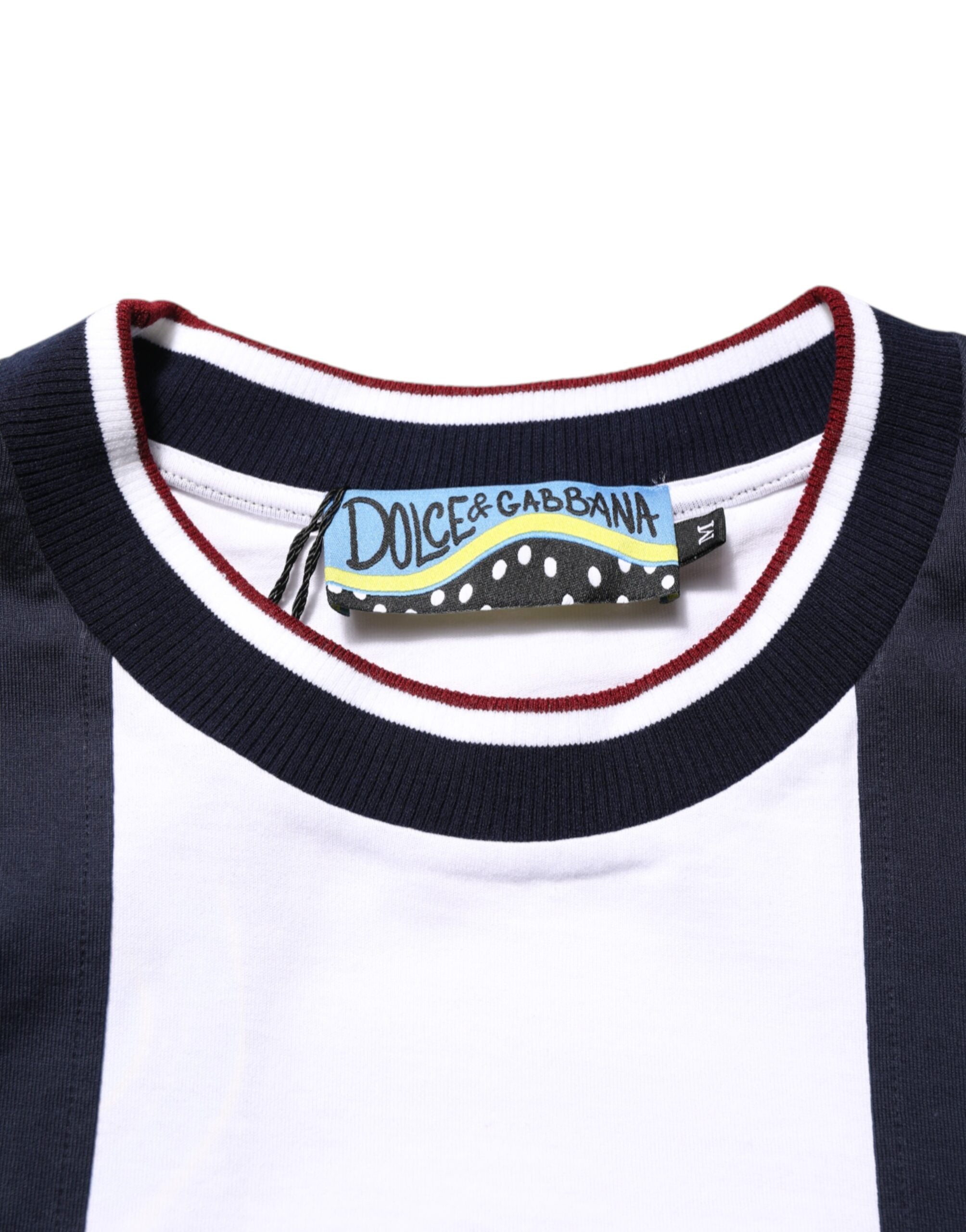 Dolce & Gabbana Mehrfarbig gestreiftes Baumwoll-T-Shirt mit Rundhalsausschnitt für Männer