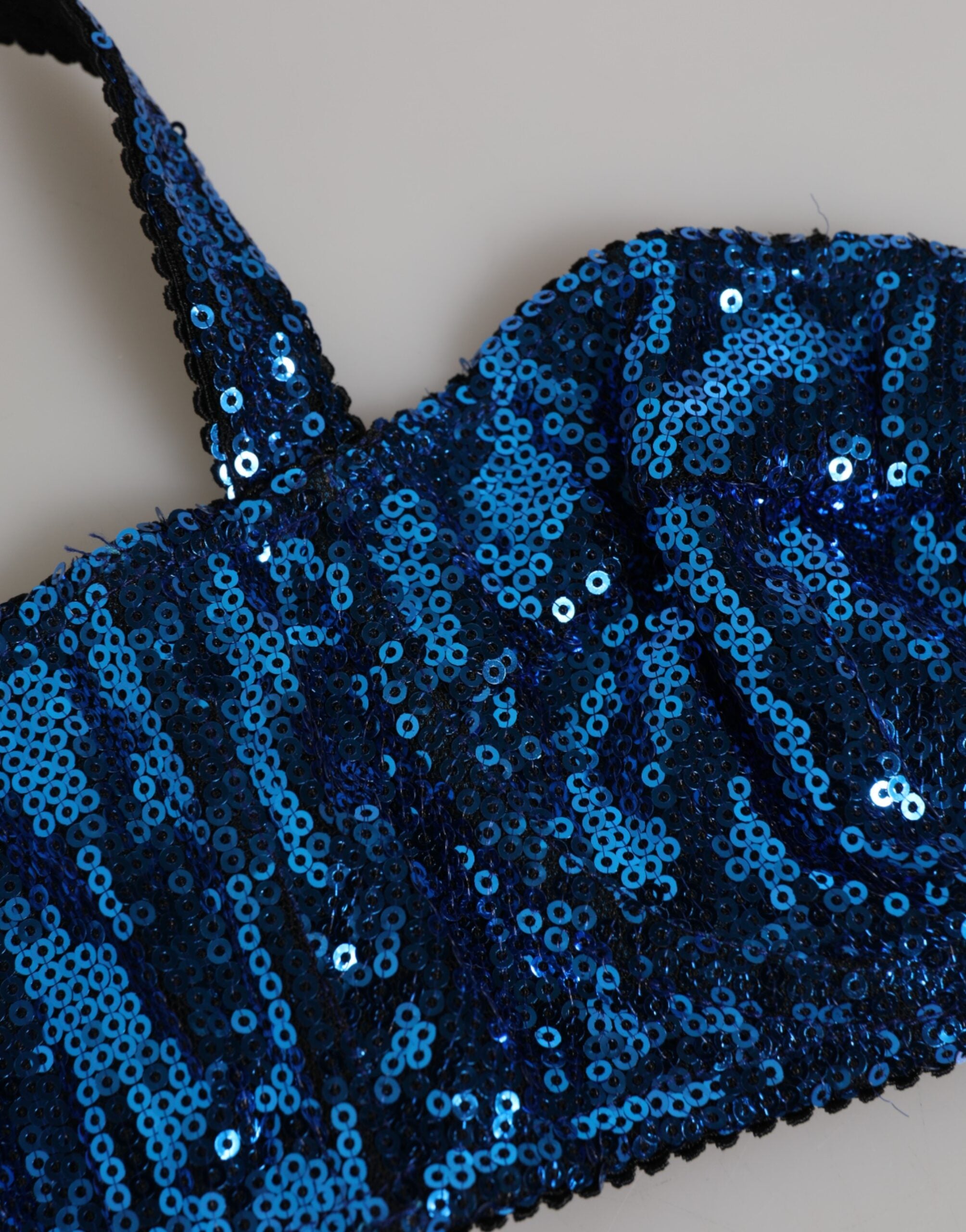 Dolce & Gabbana Blue Sequin Balconette Bra Lingerie