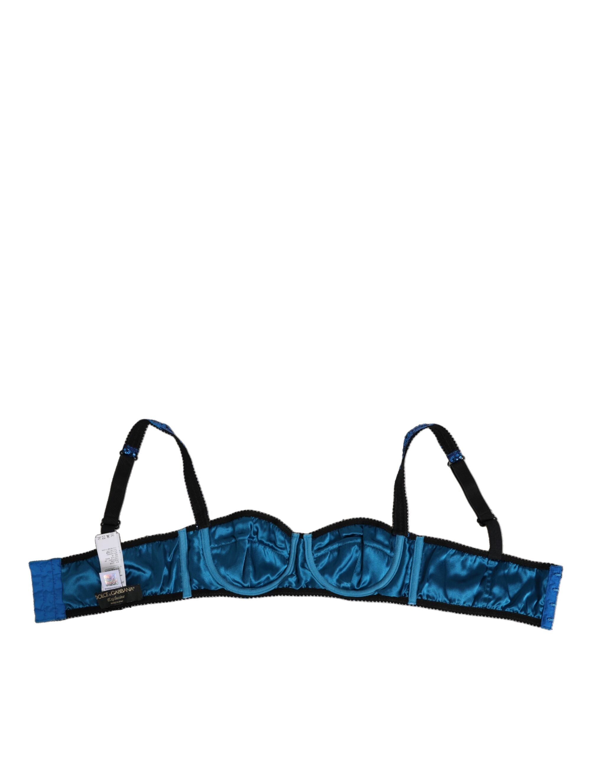 Dolce & Gabbana Blue Sequin Balconette Bra Lingerie