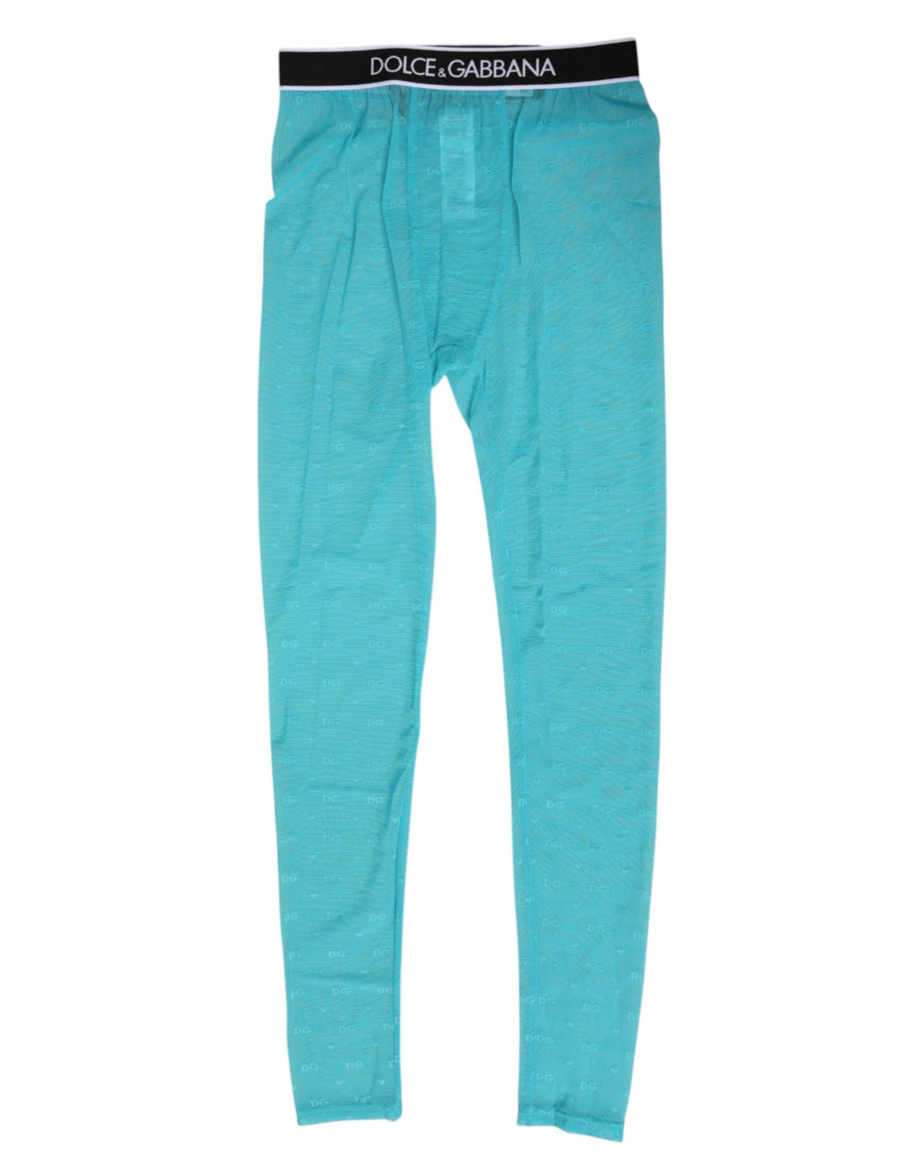Dolce & Gabbana Light Blue Nylon Logo Lace Leggings Pants Underwear