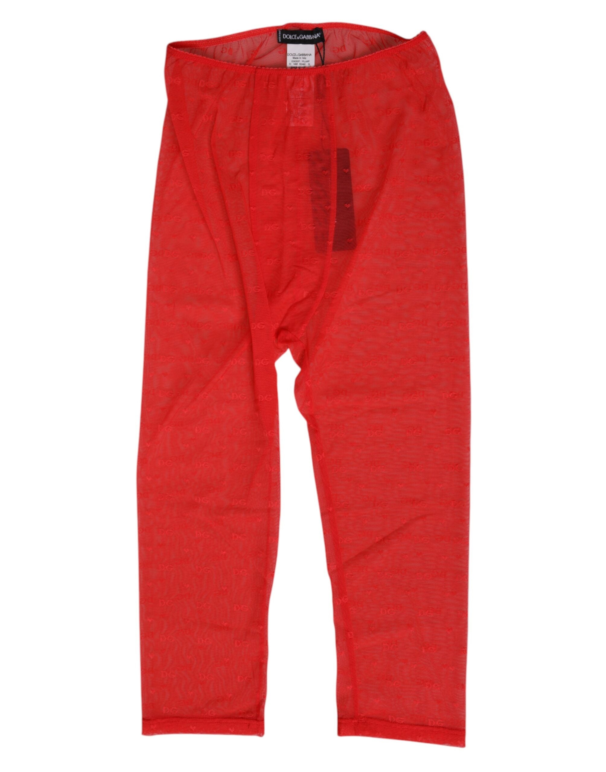 Dolce & Gabbana Red Logo Lace Tight Midi Underwear