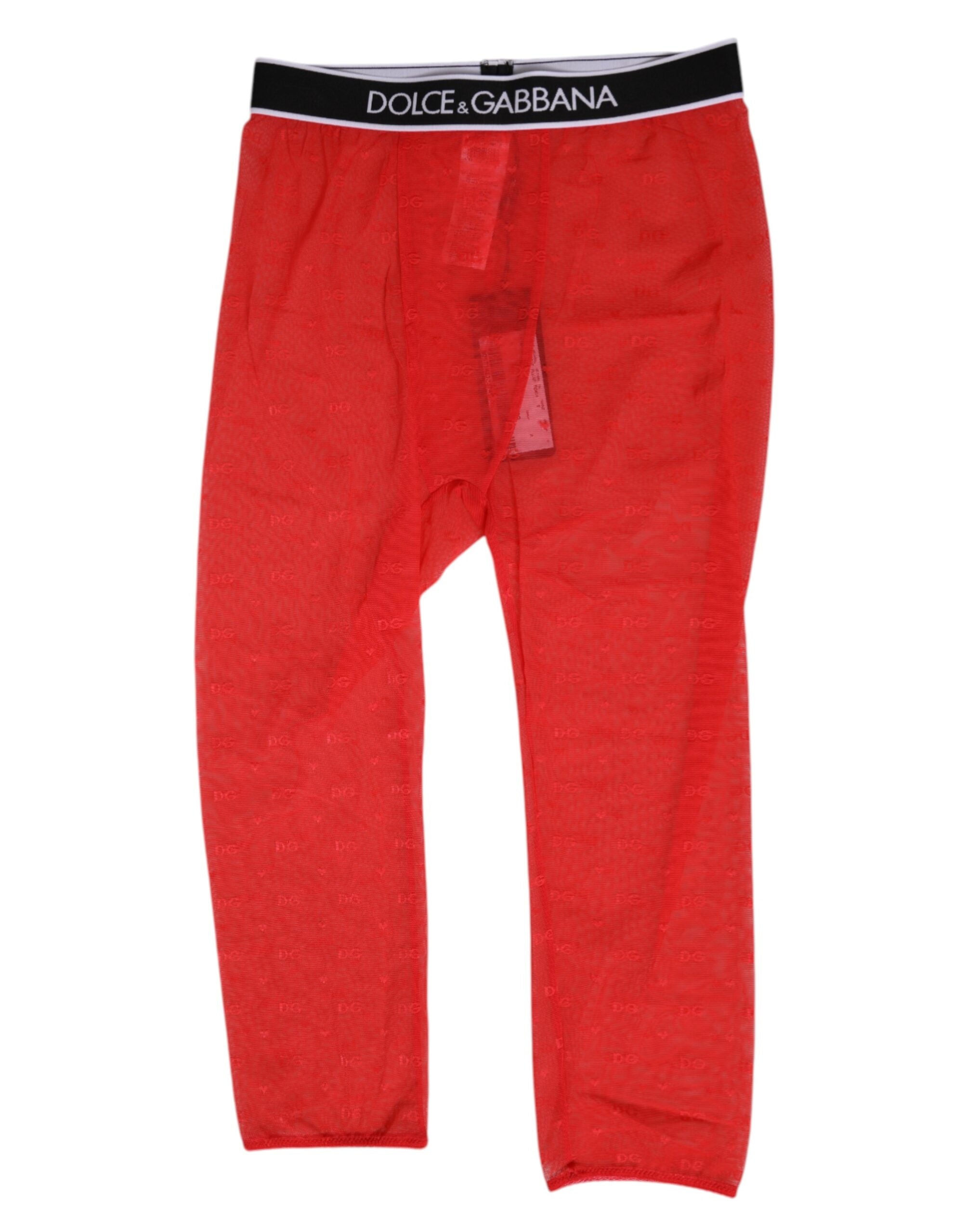 Dolce & Gabbana Red Logo Lace Tight Midi Underwear