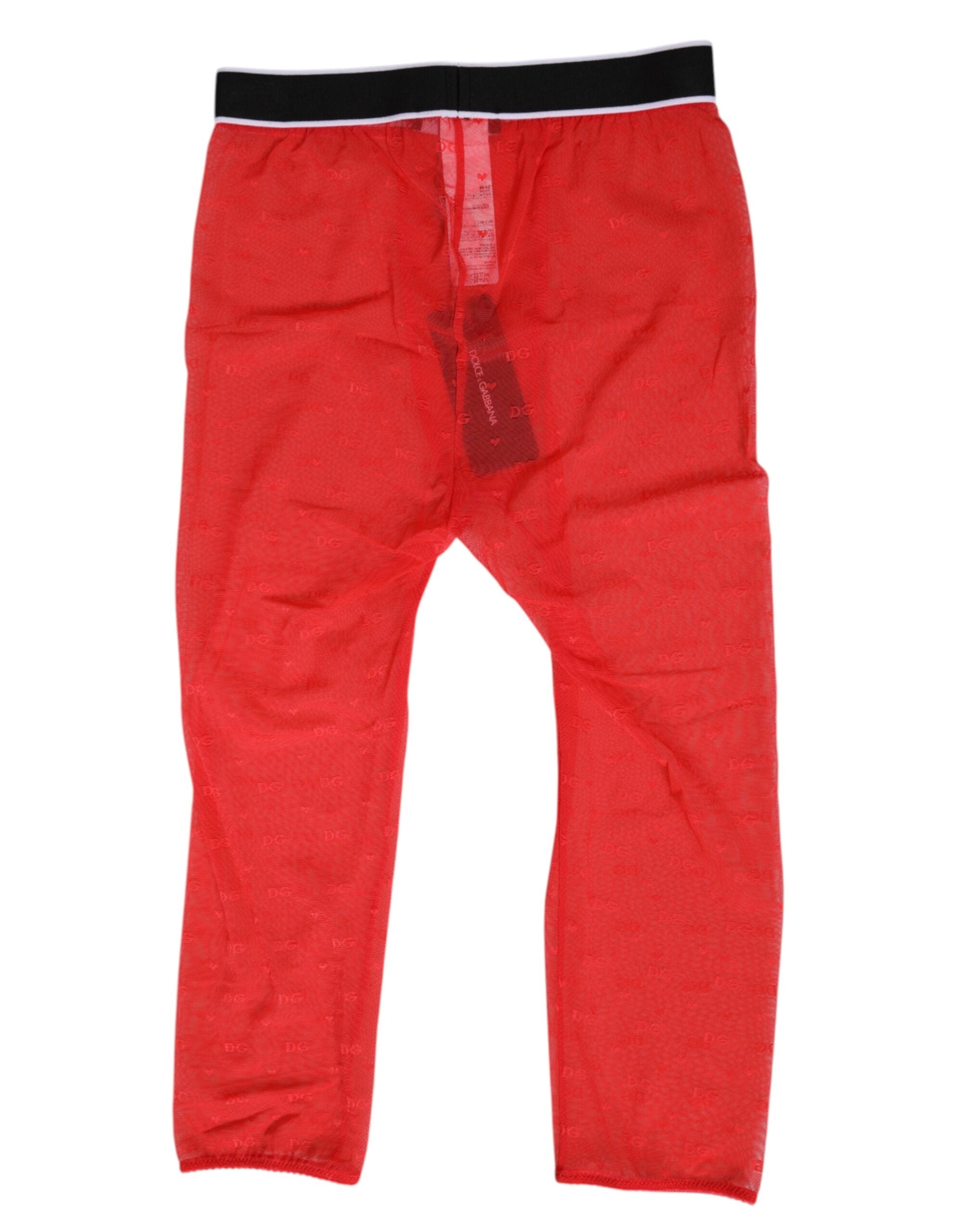 Dolce & Gabbana Red Logo Lace Tight Midi Underwear