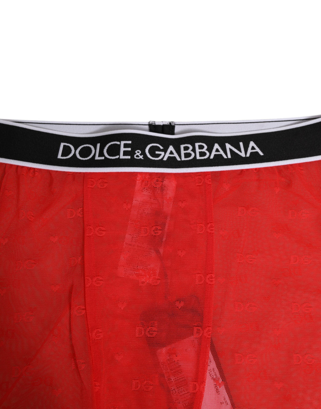 Dolce & Gabbana Red Logo Lace Tight Midi Underwear