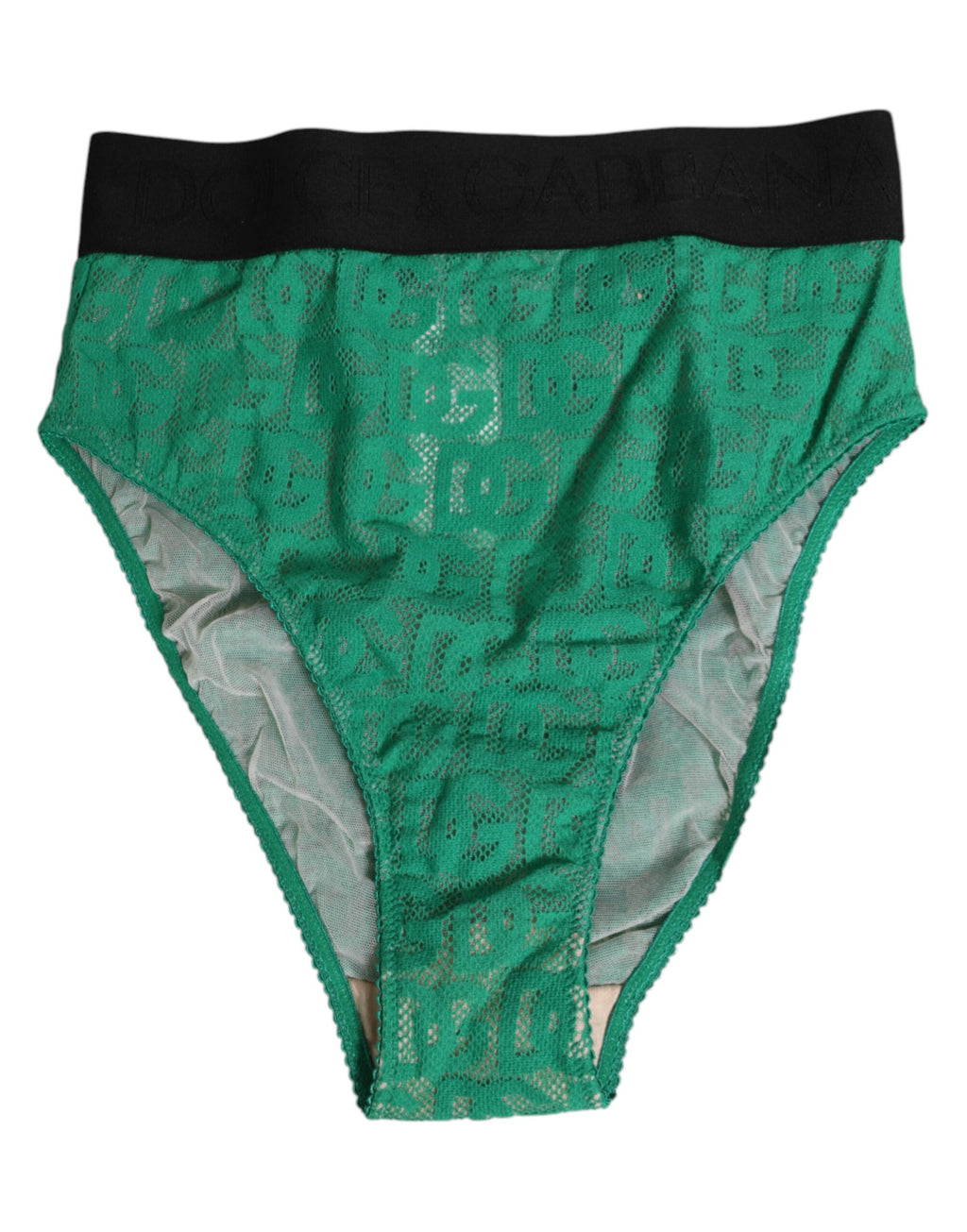 Dolce & Gabbana Green DG Logo Lace High Brief Underwear