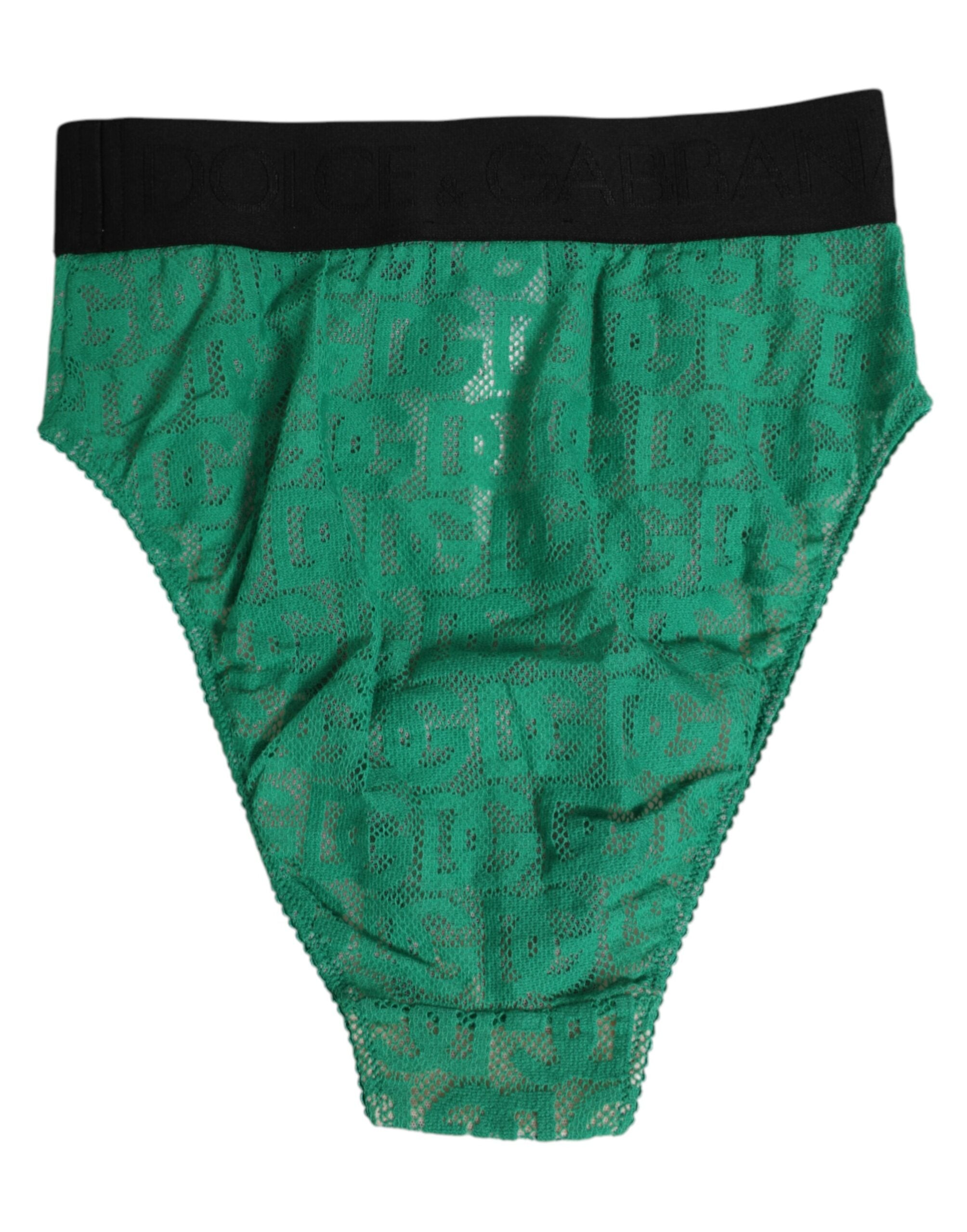 Dolce & Gabbana Green DG Logo Lace High Brief Underwear