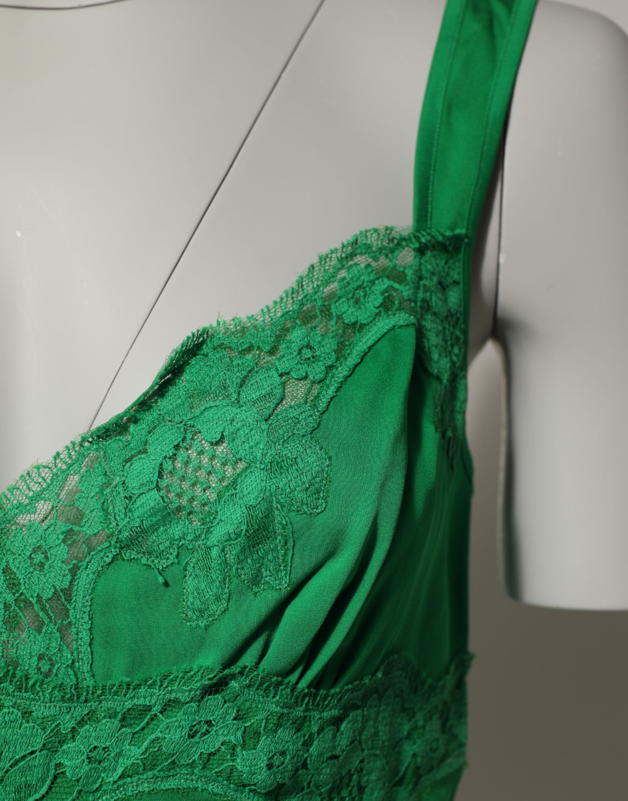 Dolce & Gabbana Green Floral Lace Camisole Tank Top Underwear