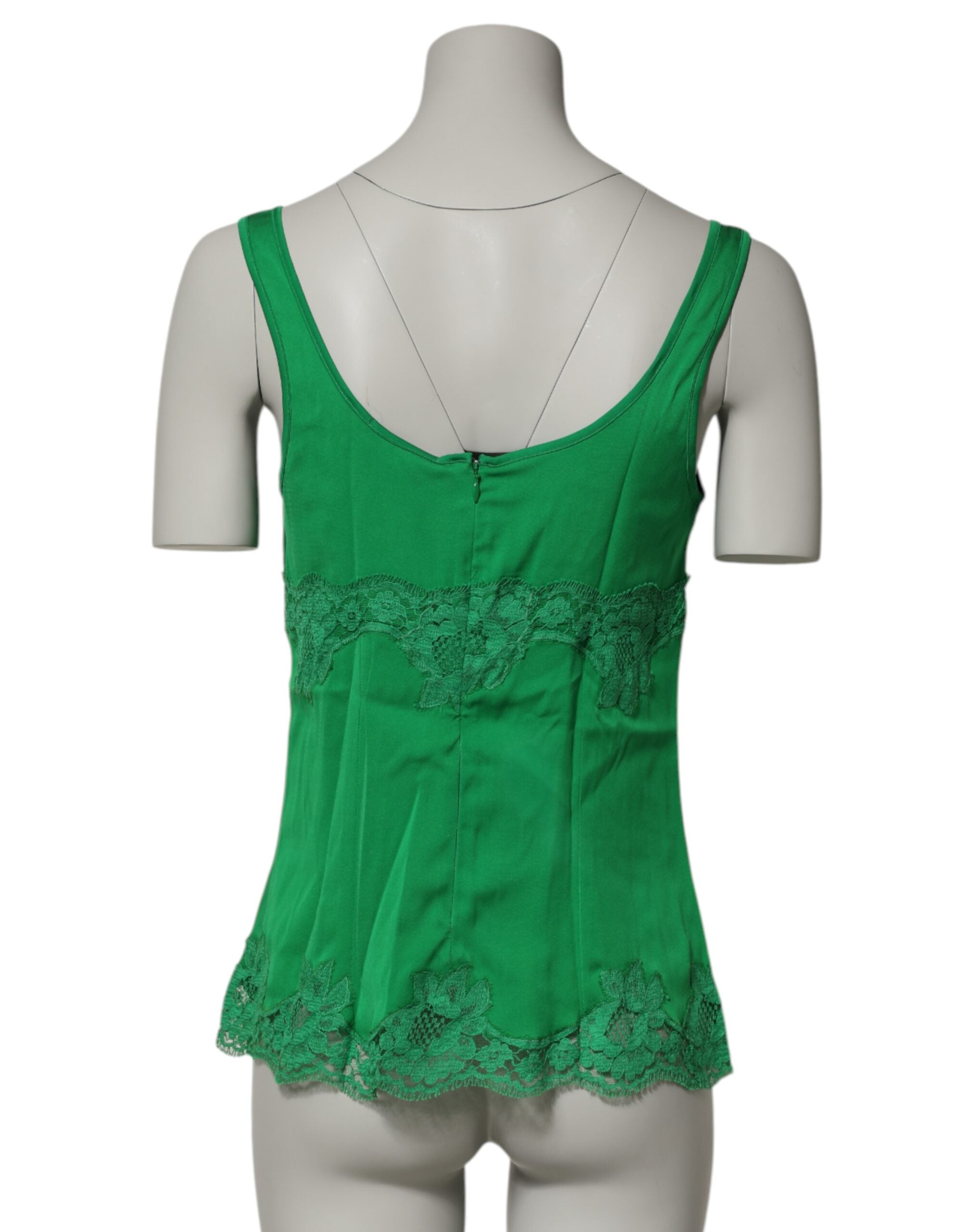Dolce & Gabbana Green Floral Lace Camisole Tank Top Underwear