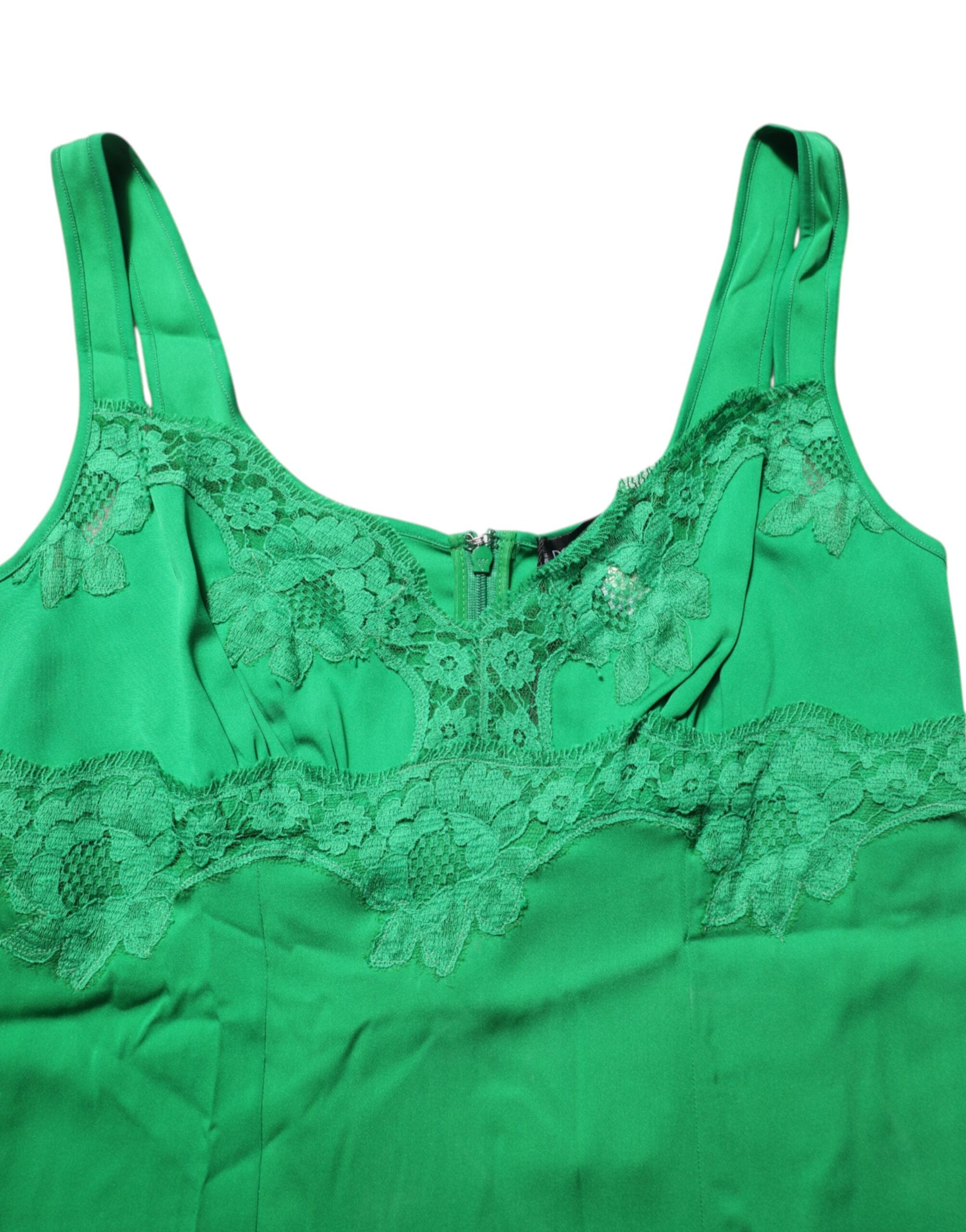 Dolce & Gabbana Green Floral Lace Camisole Tank Top Underwear