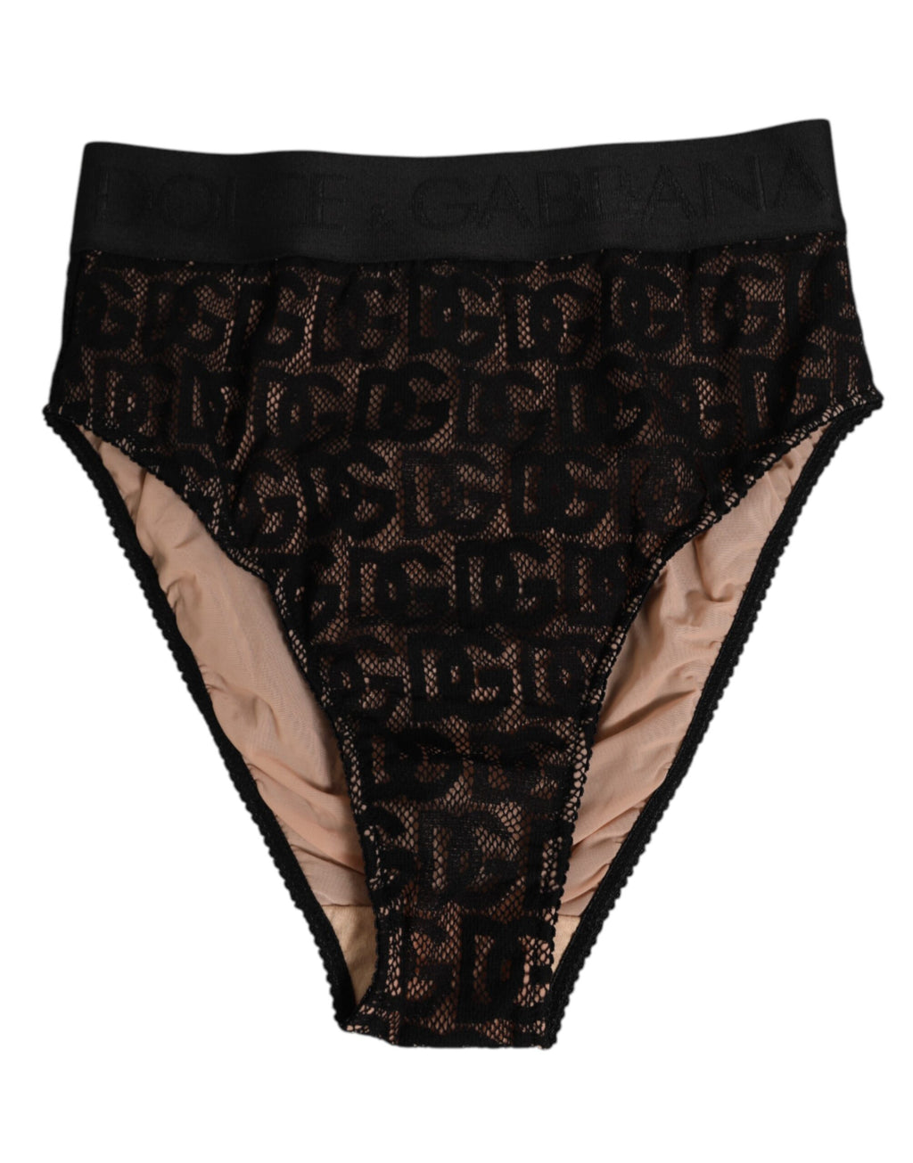 Dolce & Gabbana Black DG Logo Lace High Brief Underwear