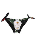 Dolce & Gabbana Black Floral Side-Tie Bikini Bottom Swimwear