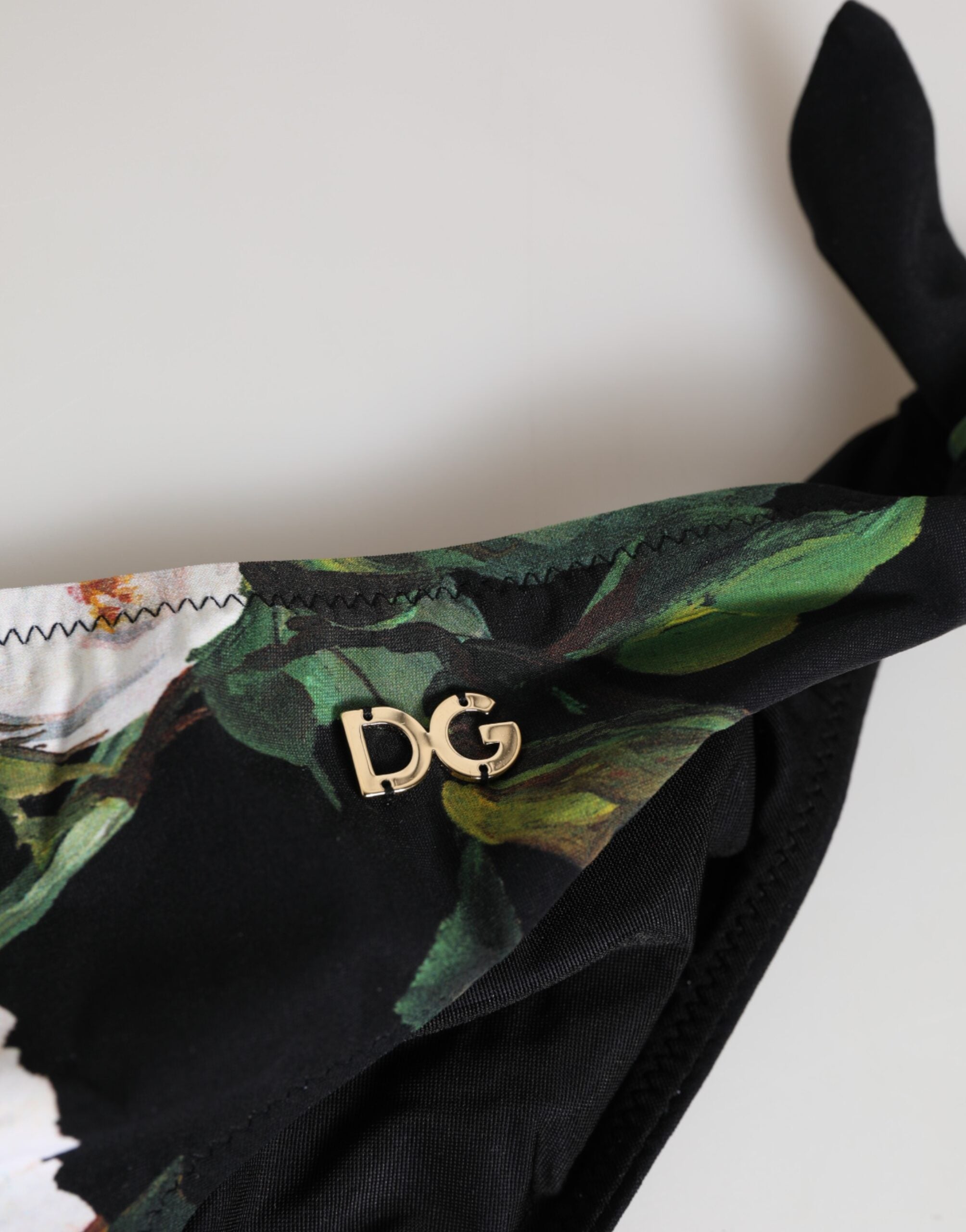 Dolce & Gabbana Black Floral Side-Tie Bikini Bottom Swimwear