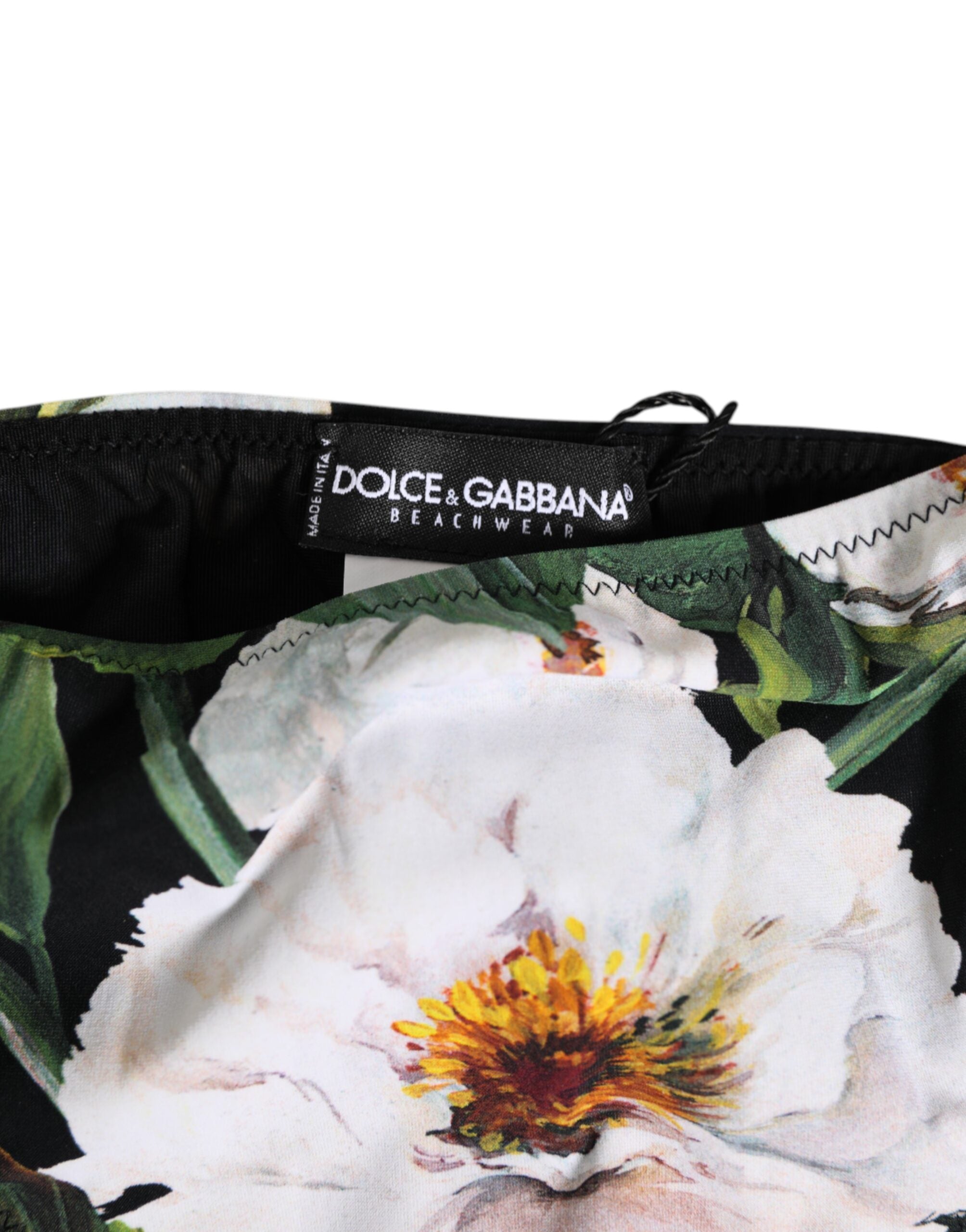 Dolce & Gabbana Black Floral Side-Tie Bikini Bottom Swimwear