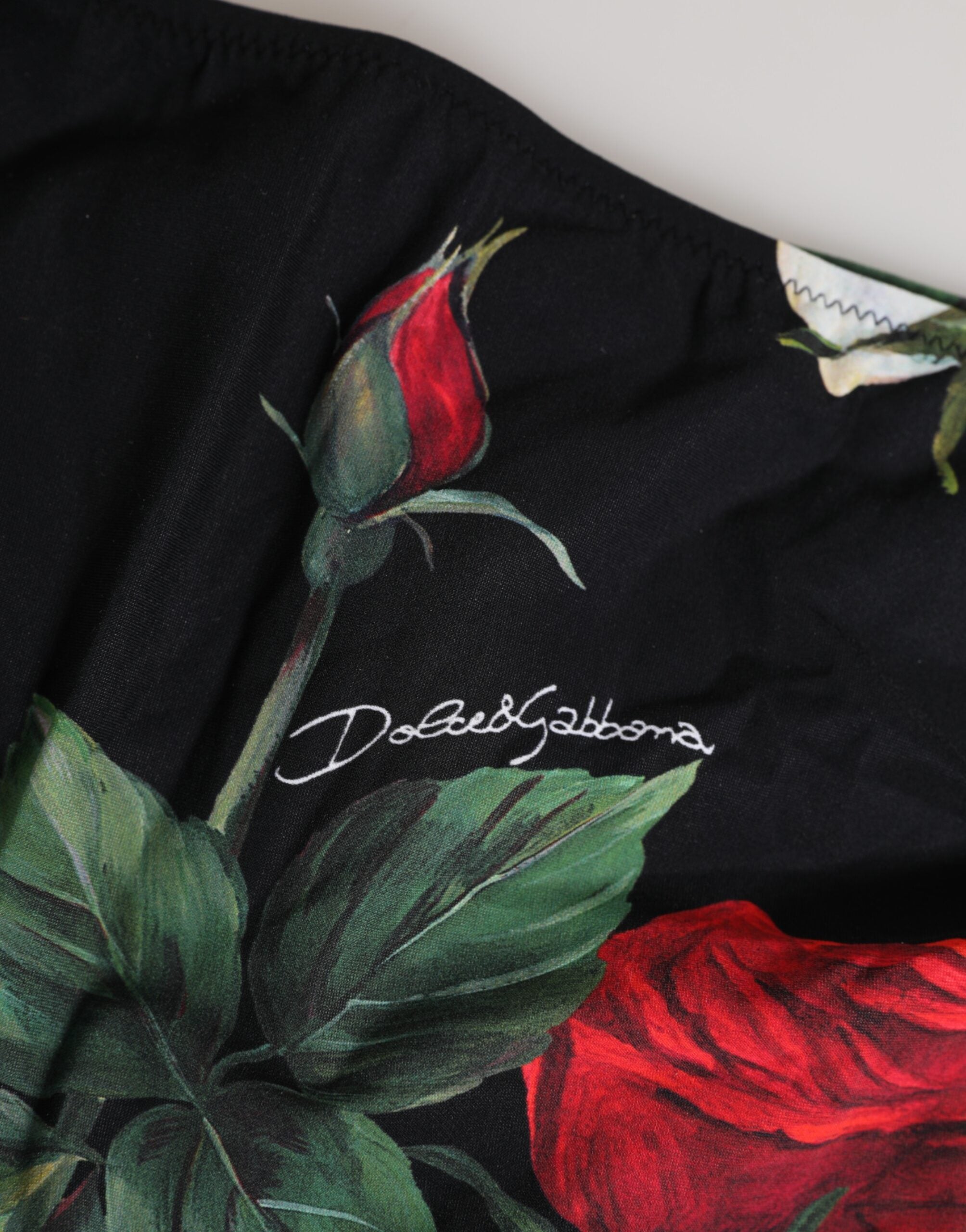 Dolce & Gabbana Black Floral Side-Tie Bikini Bottom Swimwear