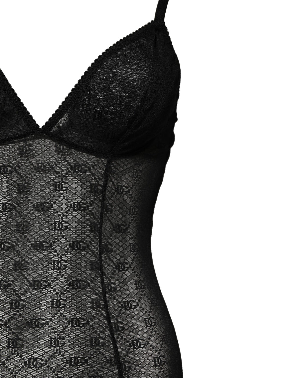 Dolce & Gabbana Schwarzer Nylon-Stretch-Bodysuit Dessous Unterwäsche
