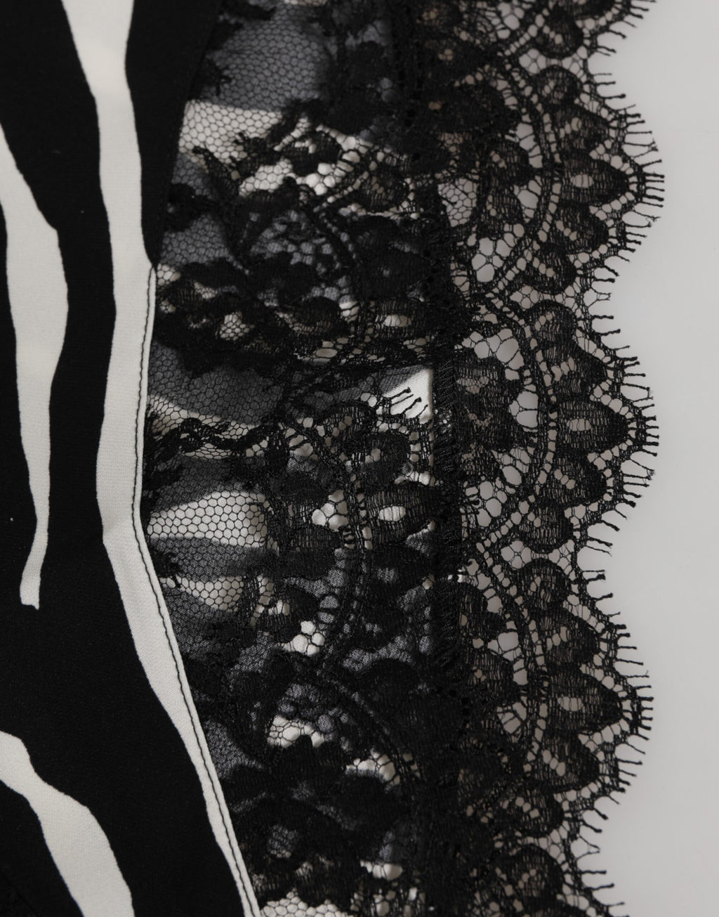 Dolce & Gabbana Black Silk Zebra Print High Waisted Lace Underwear