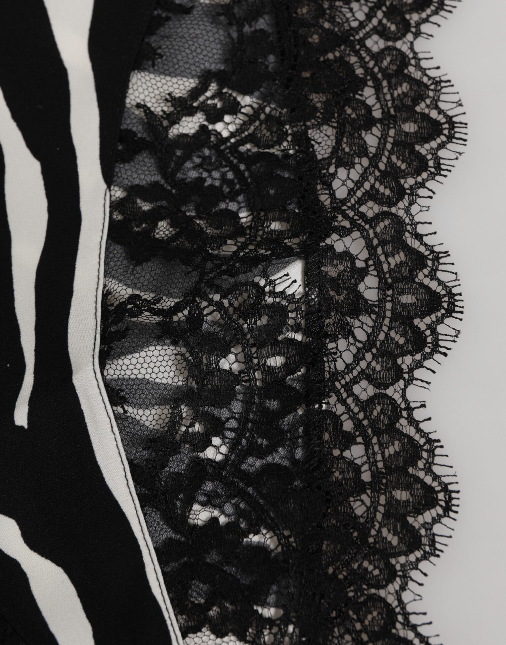 Dolce & Gabbana Black Silk Zebra Print High Waisted Lace Underwear