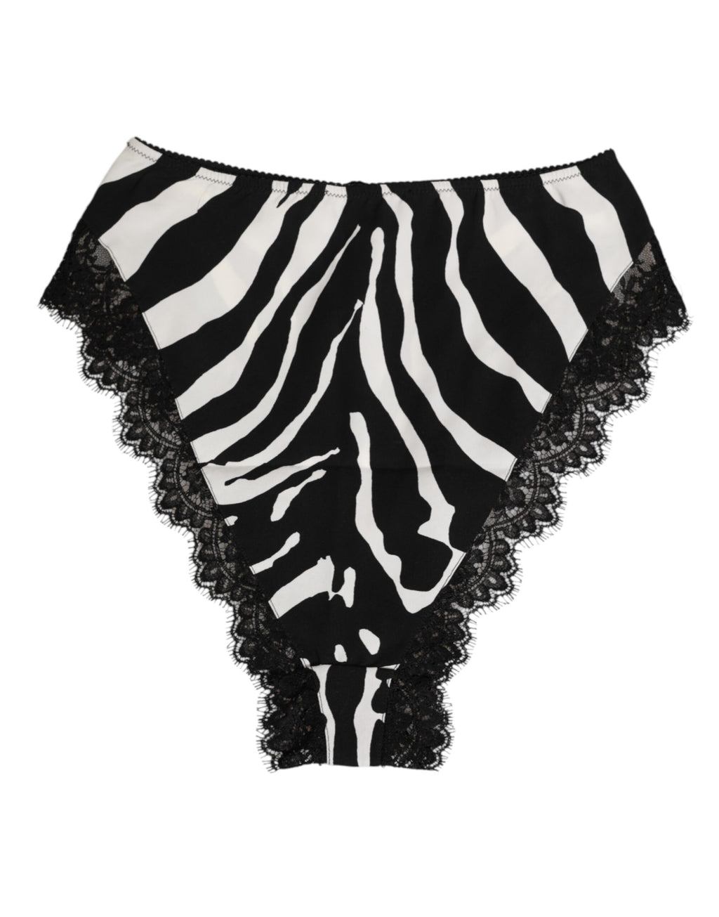 Dolce & Gabbana Black Silk Zebra Print High Waisted Lace Underwear