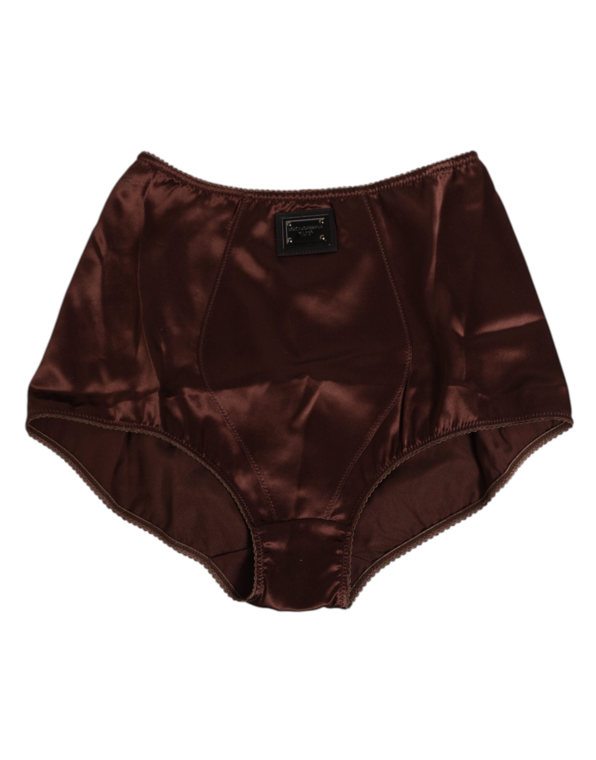 Dolce & Gabbana Braunes Seiden-Stretch-Mieder mit hoher Taille Unterwäsche