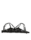 Dolce & Gabbana Schwarzer geblümter Spitzen-Nylon-Balconcino-BH Unterwäsche