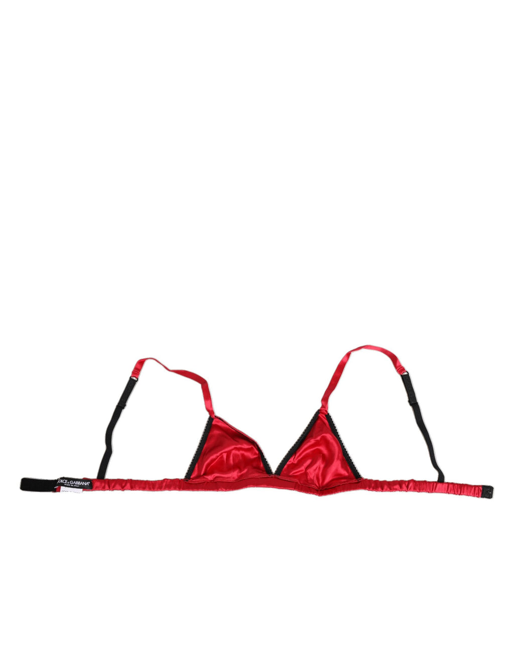 Dolce & Gabbana Red Silk Satin Triangle Soft Cup Bra Underwear