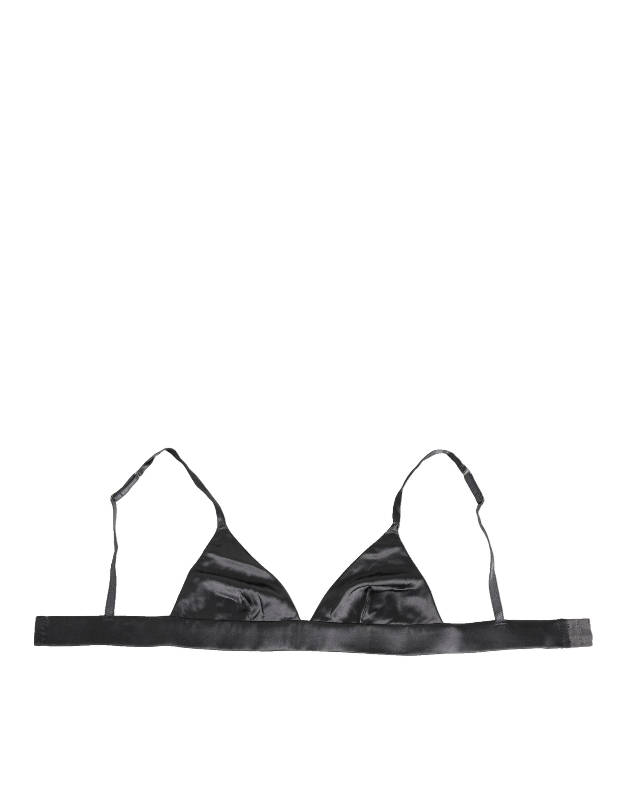Dolce & Gabbana Black Silk Satin Triangle Soft Cup Bra