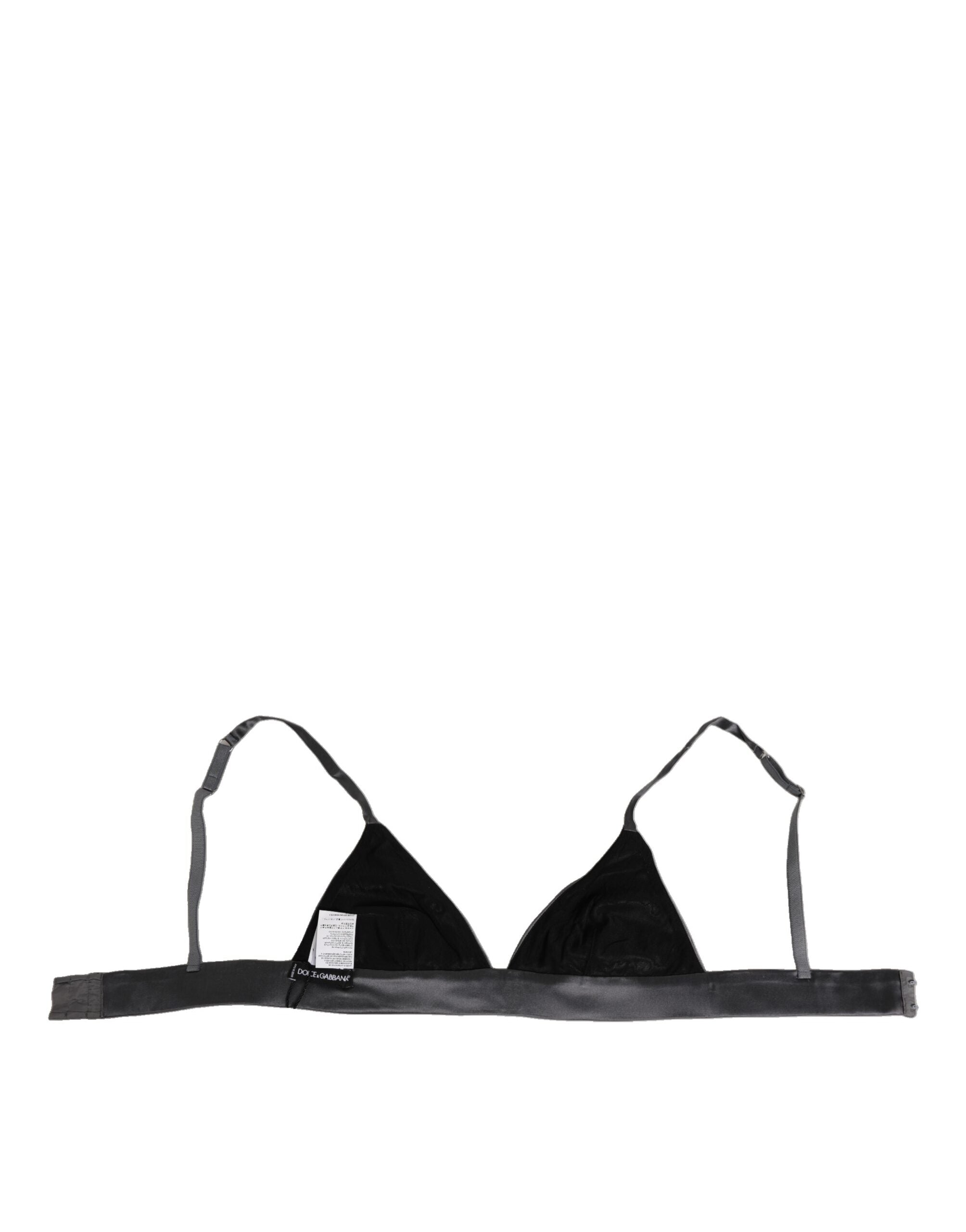 Dolce & Gabbana Black Silk Satin Triangle Soft Cup Bra