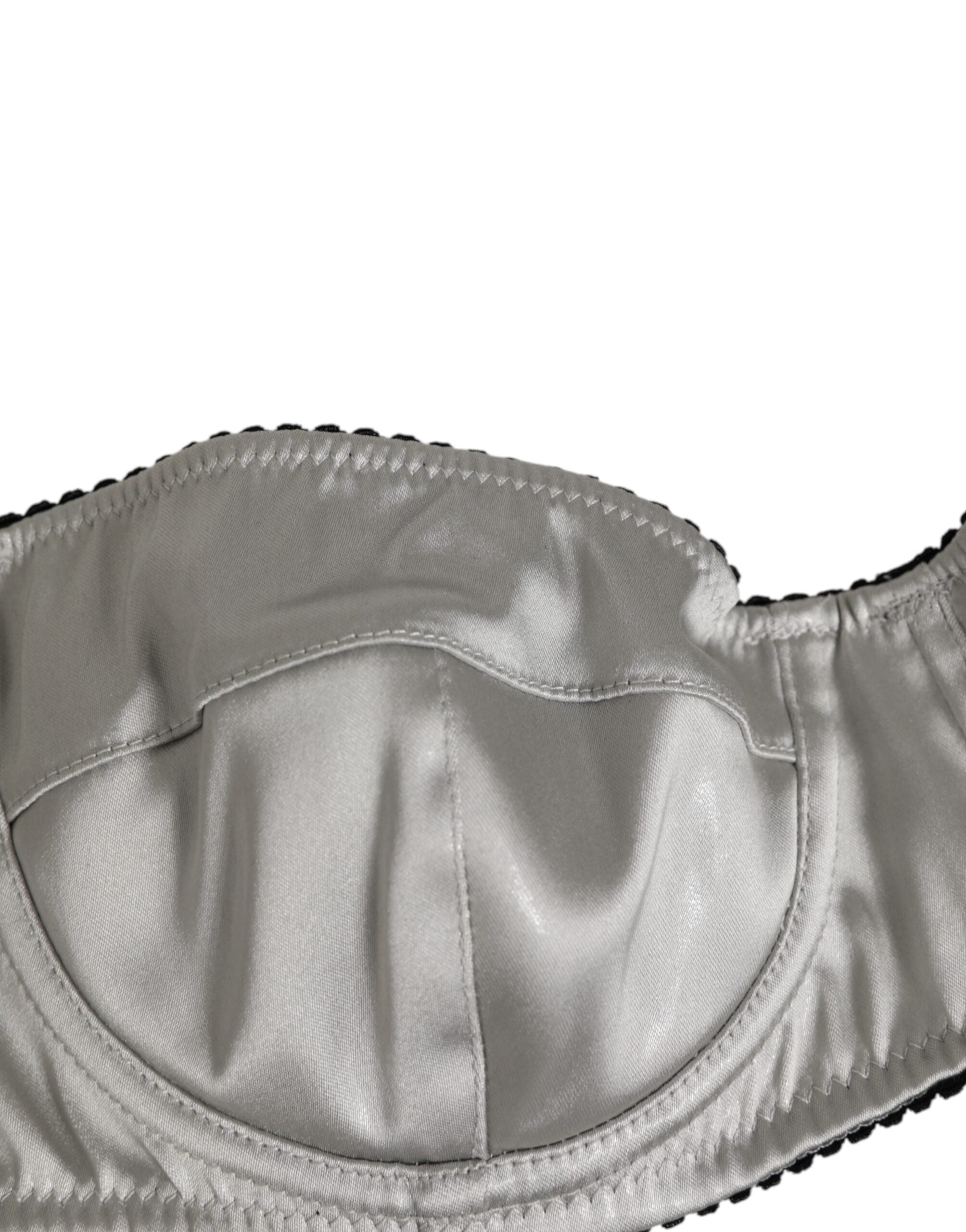 Dolce & Gabbana Grey Acetate Stretch Balconette Bra Underwear