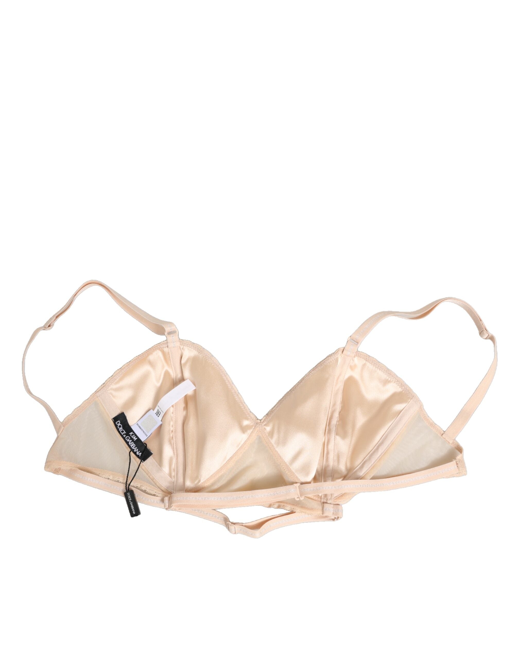 Dolce & Gabbana Beige Nylon Triangle Soft Cup Bra Underwear