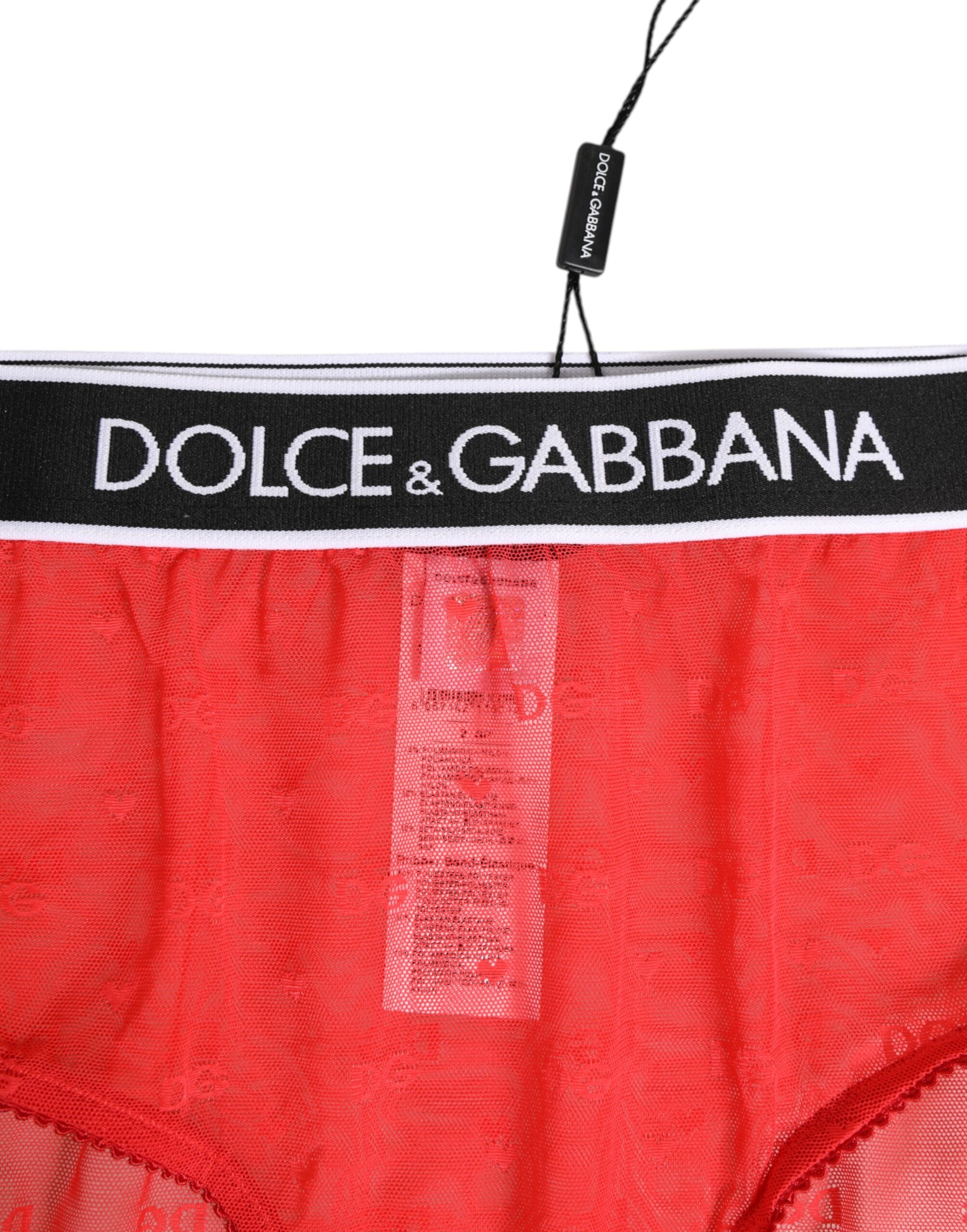 Dolce & Gabbana Red Nylon Logo Waistband Brief Underwear