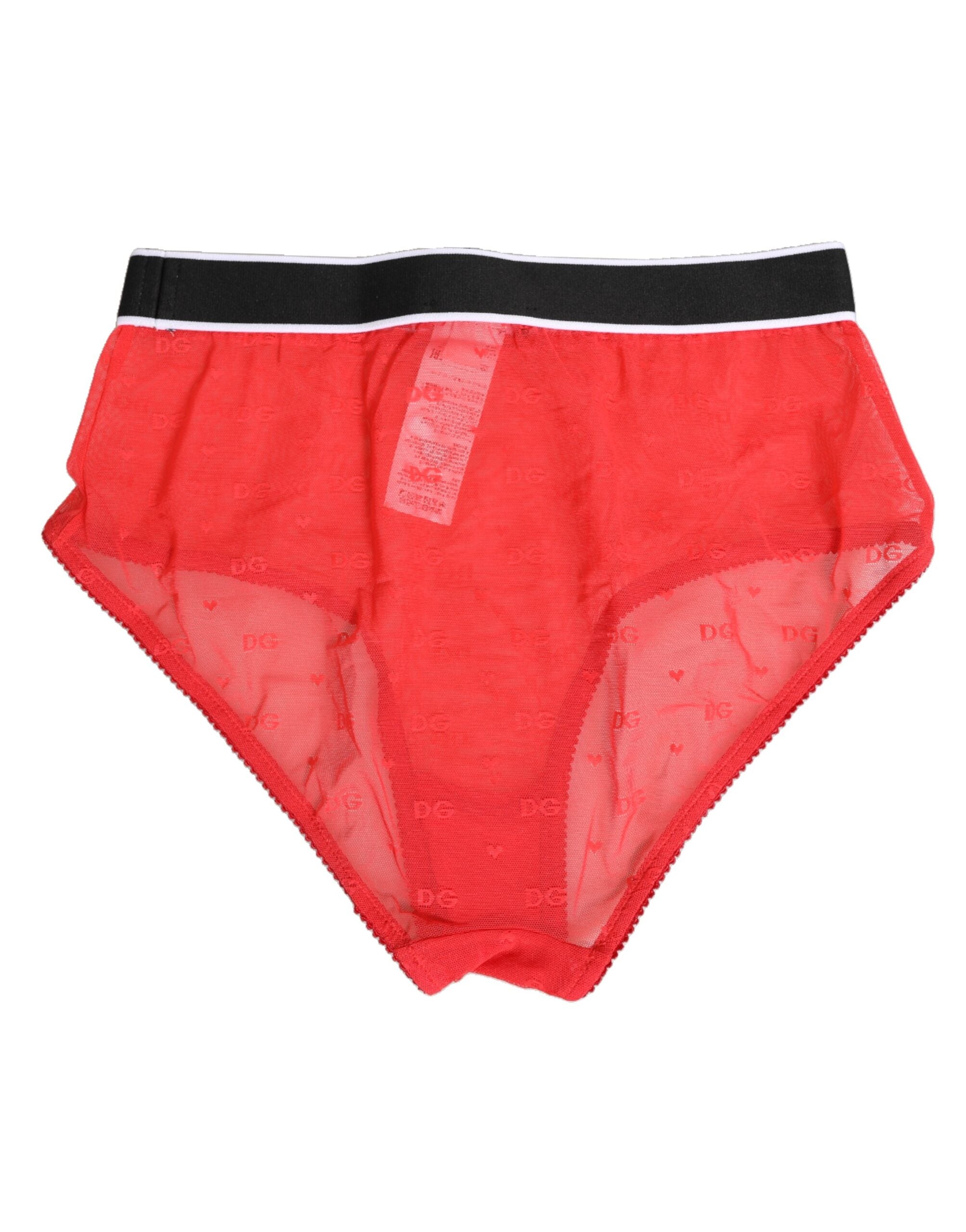 Dolce & Gabbana Red Nylon Logo Waistband Brief Underwear