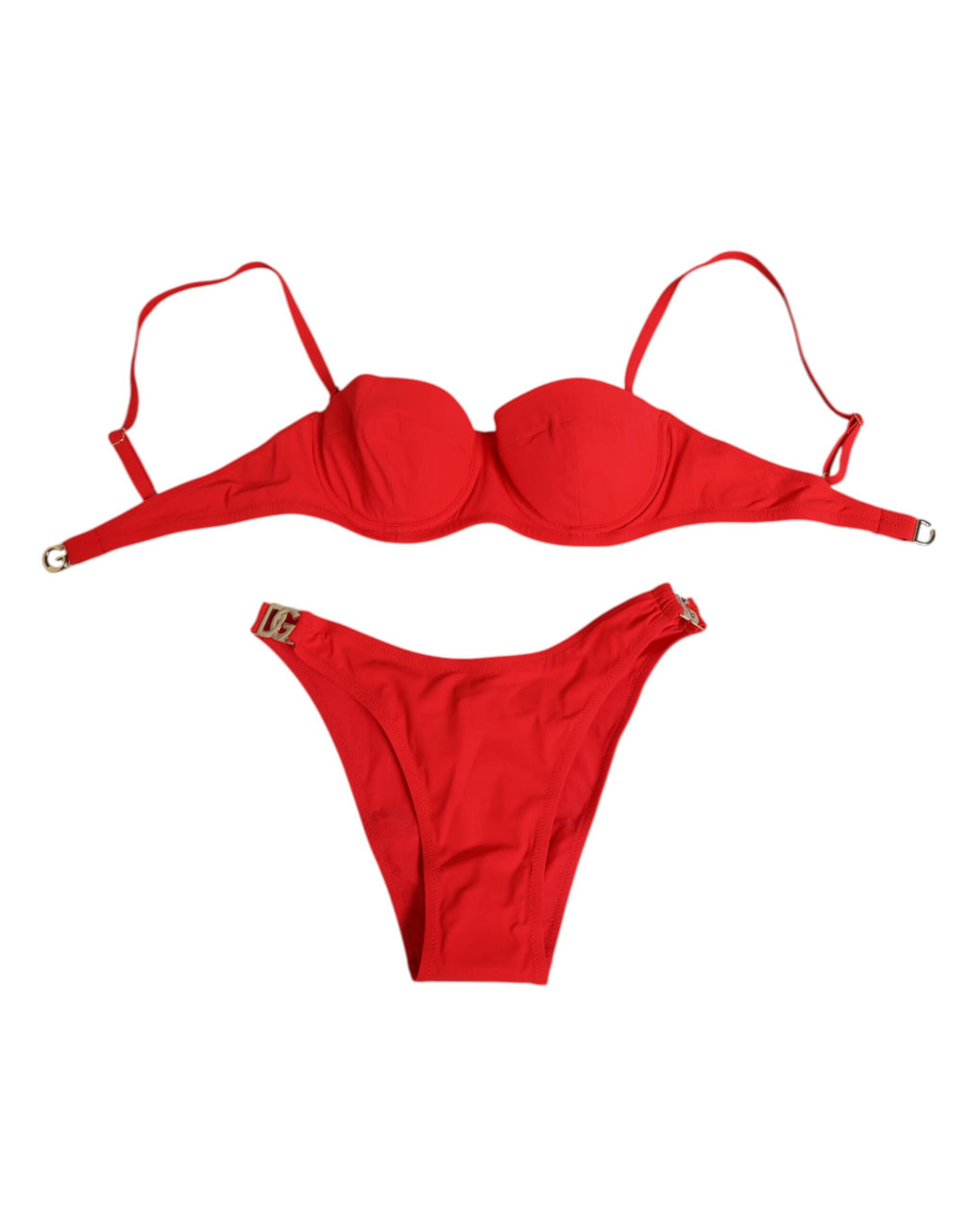 Dolce & Gabbana Roter Nylon-Badeanzug 2 Stück Oberteil Unterteil Bademode