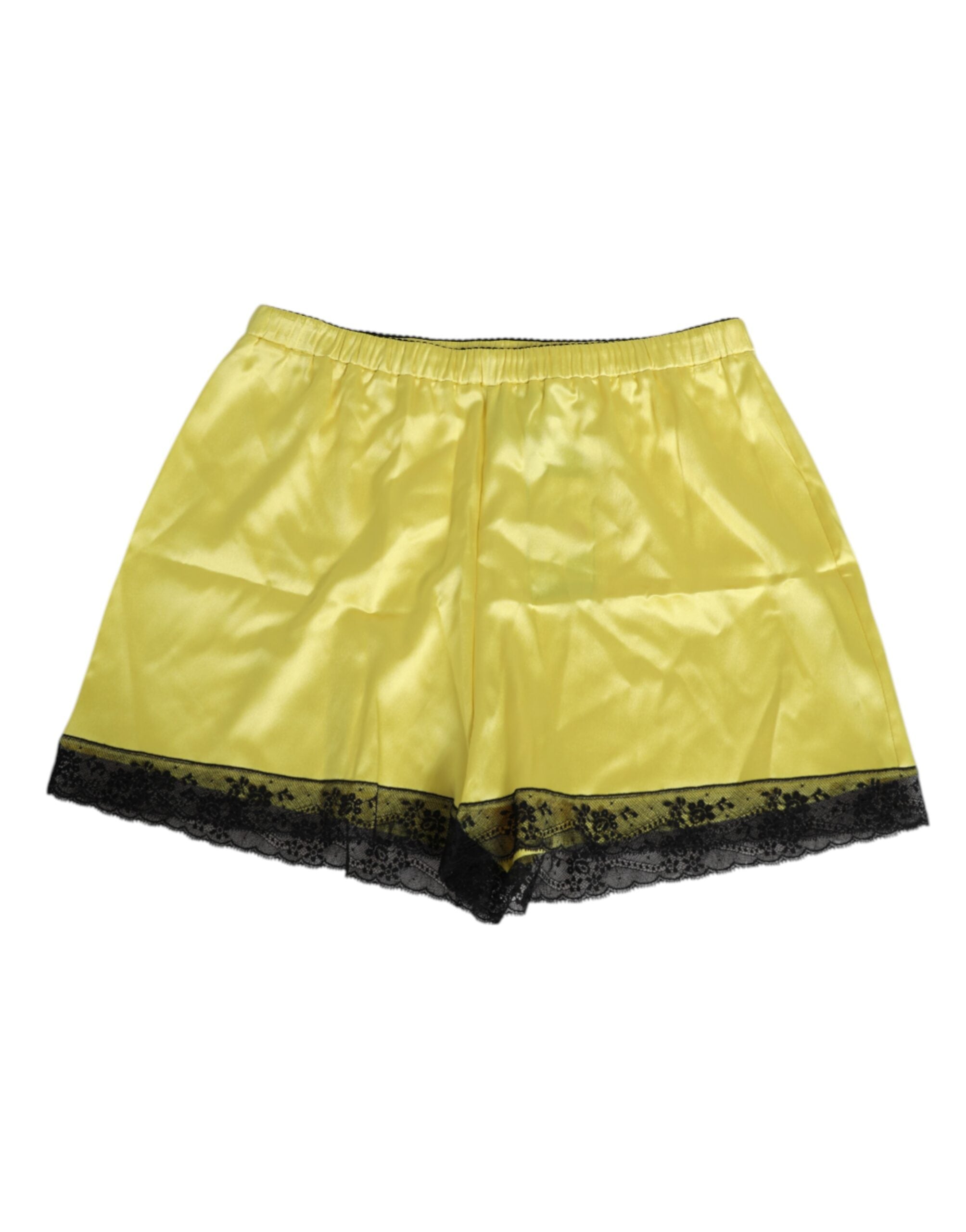 Dolce & Gabbana Yellow Mid-Rise Silk Satin Underwear Shorts