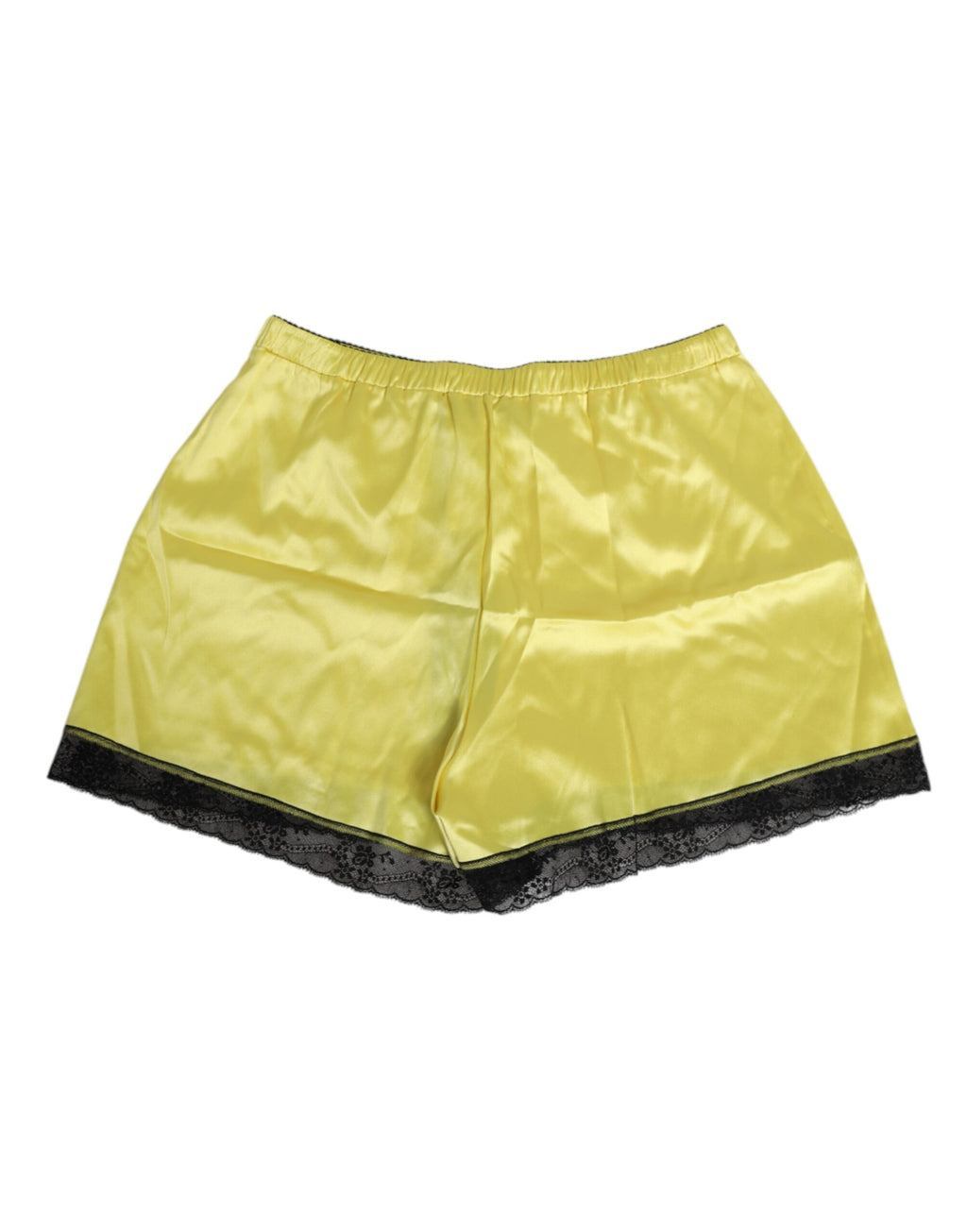 Dolce & Gabbana Yellow Mid-Rise Silk Satin Underwear Shorts