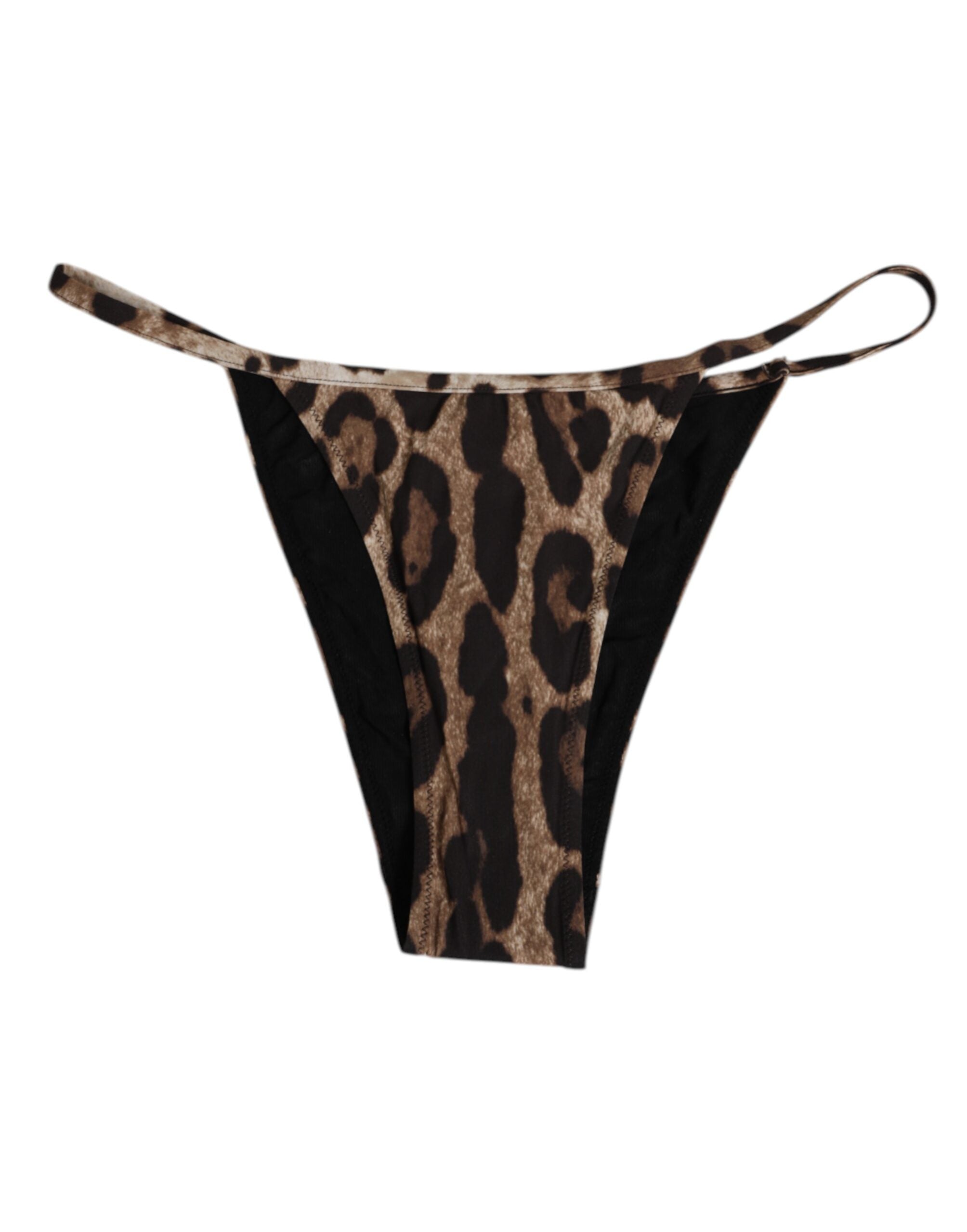 Dolce & Gabbana Brown Leopard Triangle Thong Panty Underwear