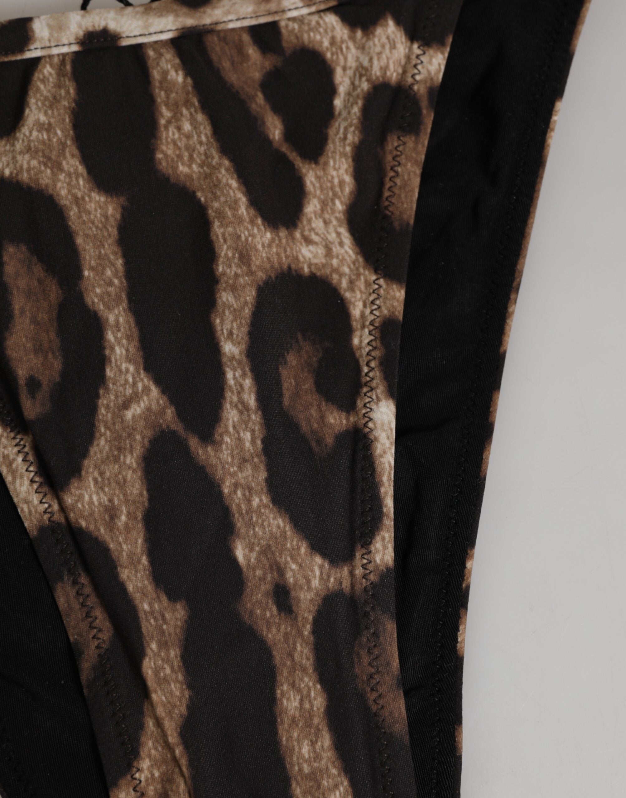 Dolce & Gabbana Brown Leopard Triangle Thong Panty Underwear