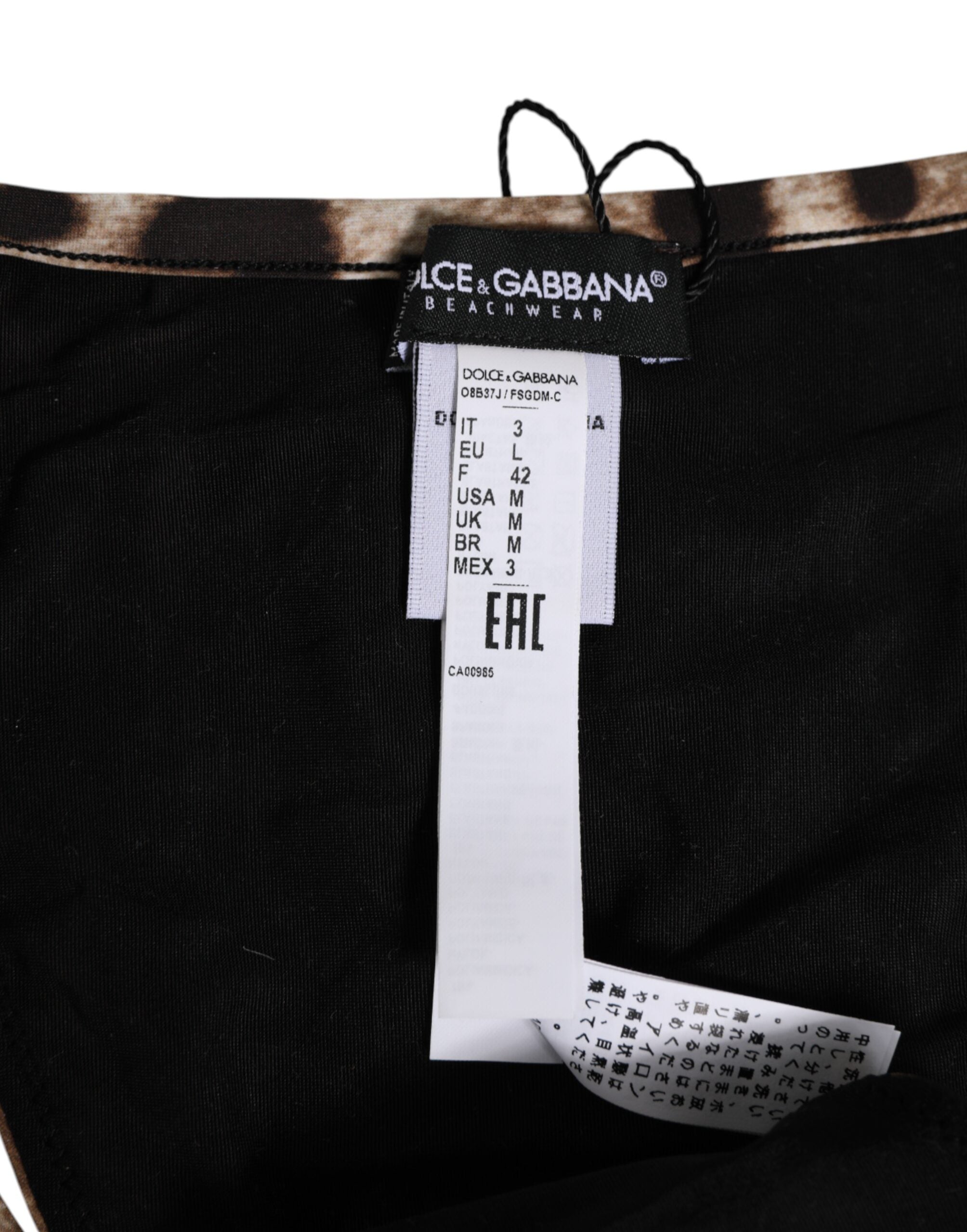 Dolce & Gabbana Brown Leopard Triangle Thong Panty Underwear