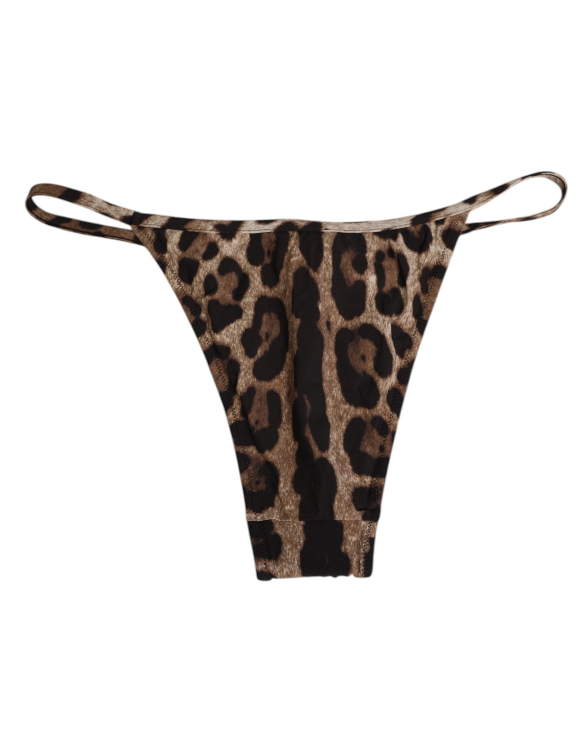 Dolce & Gabbana Brown Leopard Triangle Thong Panty Underwear
