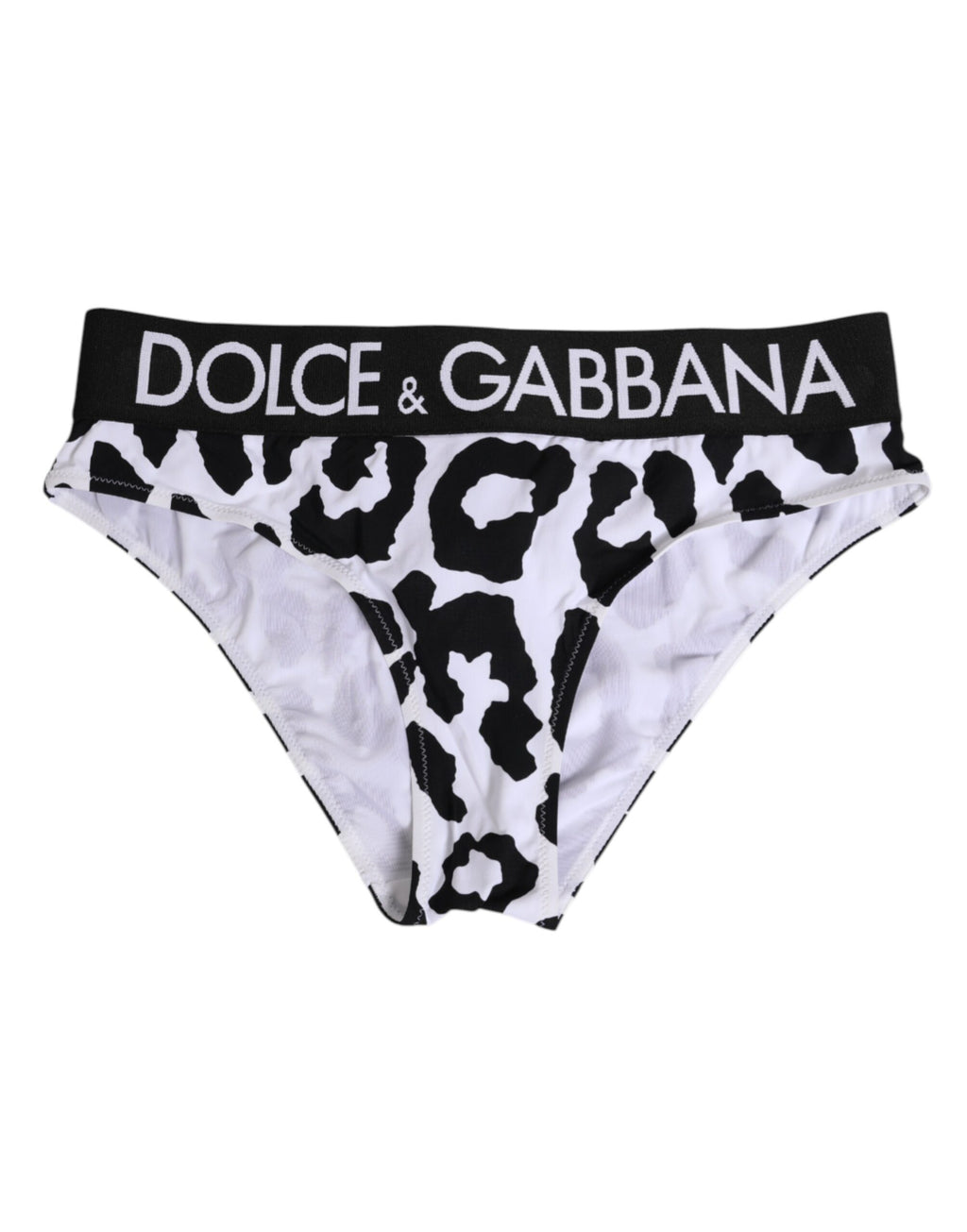 Dolce & Gabbana White Leopard Nylon High-Waisted Briefs Underwear