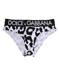 Dolce & Gabbana White Leopard Nylon High-Waisted Briefs Underwear