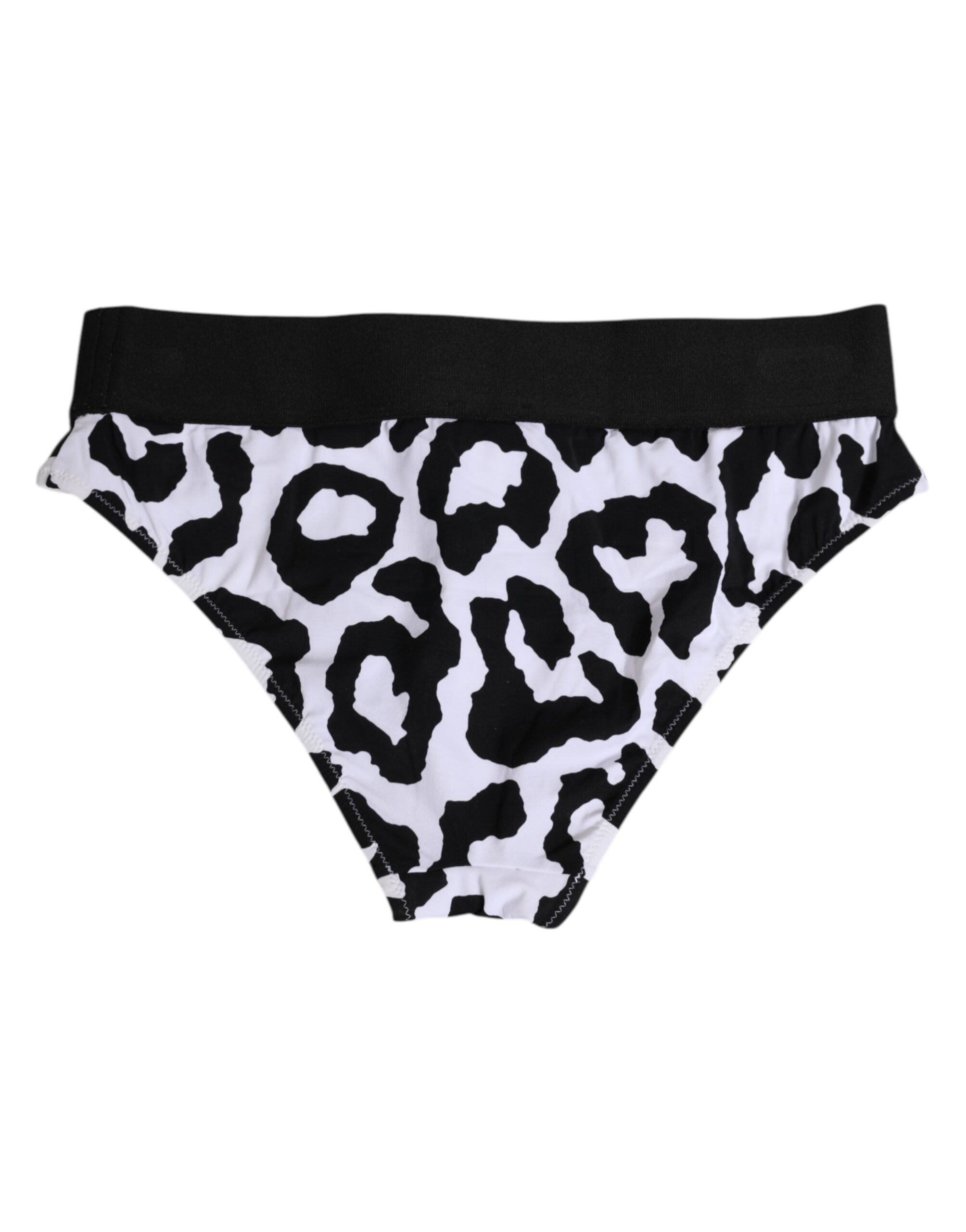 Dolce & Gabbana White Leopard Nylon High-Waisted Briefs Underwear