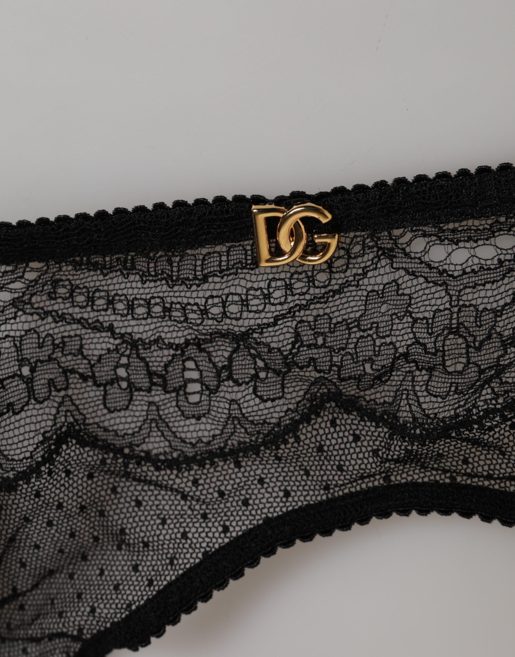 Dolce & Gabbana Black Floral Lace Nylon Strap Garter Lingerie