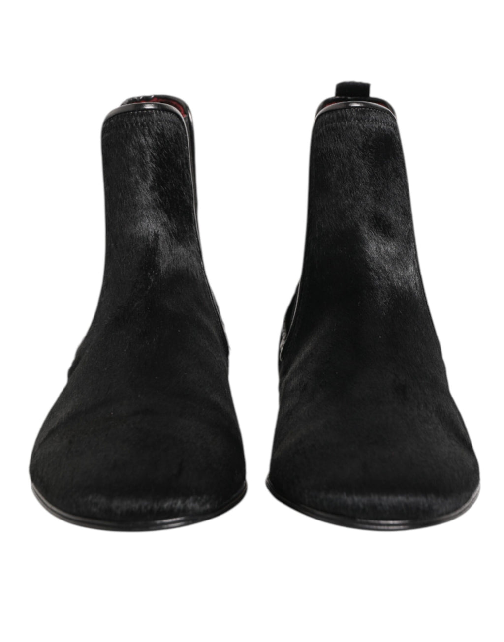 Dolce & Gabbana Black Leather Fur Men's CHELSEA Boots Shoes