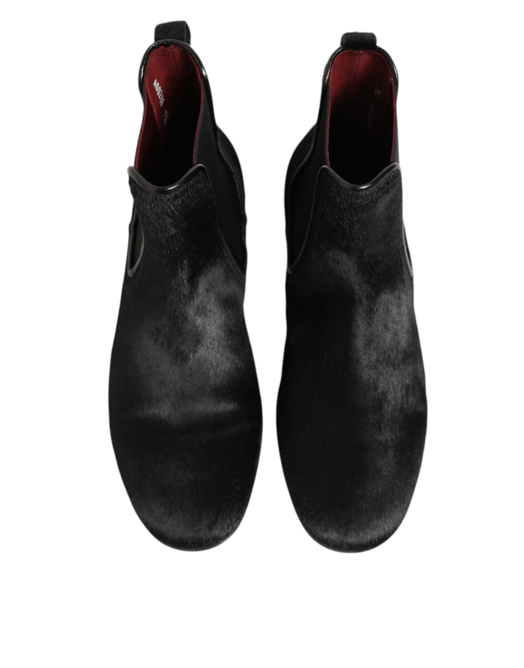 Dolce & Gabbana Black Leather Fur Men's CHELSEA Boots Shoes