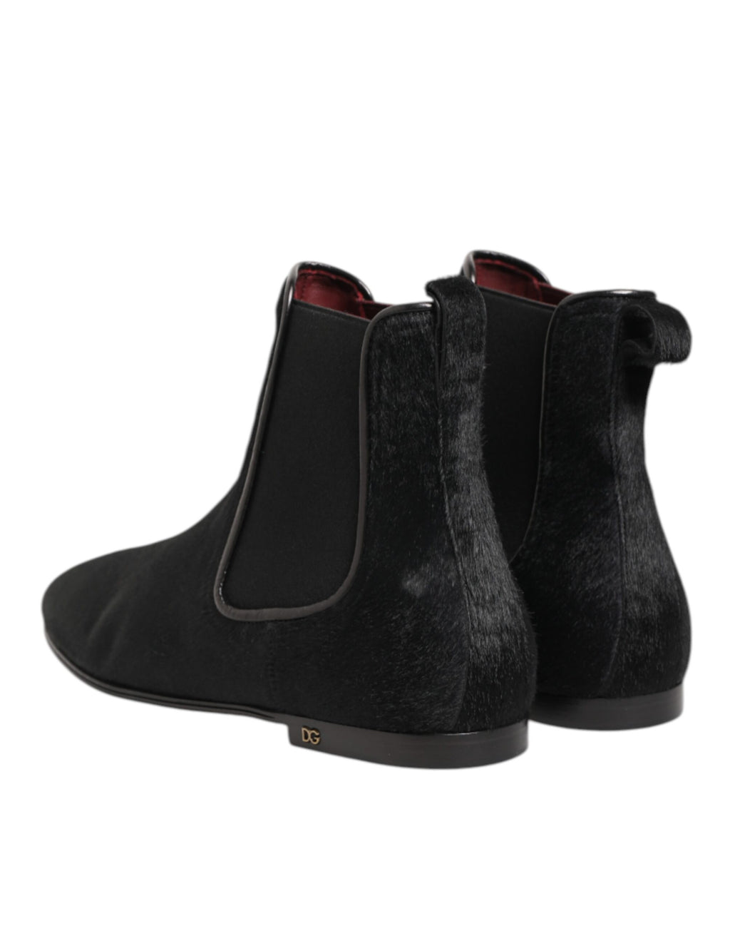 Dolce & Gabbana Black Leather Fur Men's CHELSEA Boots Shoes