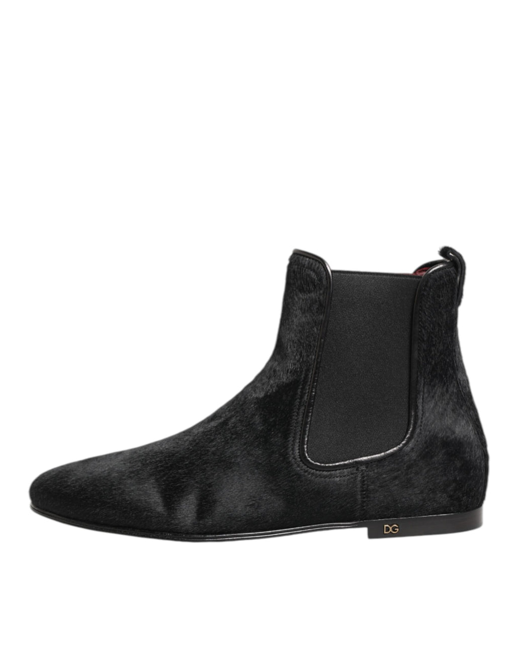 Dolce & Gabbana Black Leather Fur Men's CHELSEA Boots Shoes