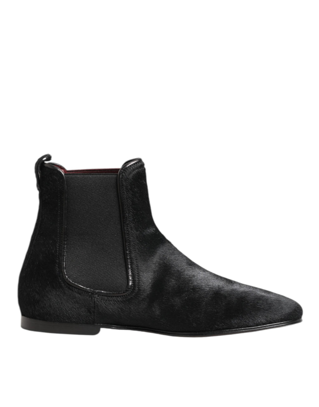 Dolce & Gabbana Black Leather Fur Men's CHELSEA Boots Shoes