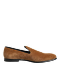 Dolce & Gabbana Braun Wildleder Slip On Männer Loafers Formale Schuhe