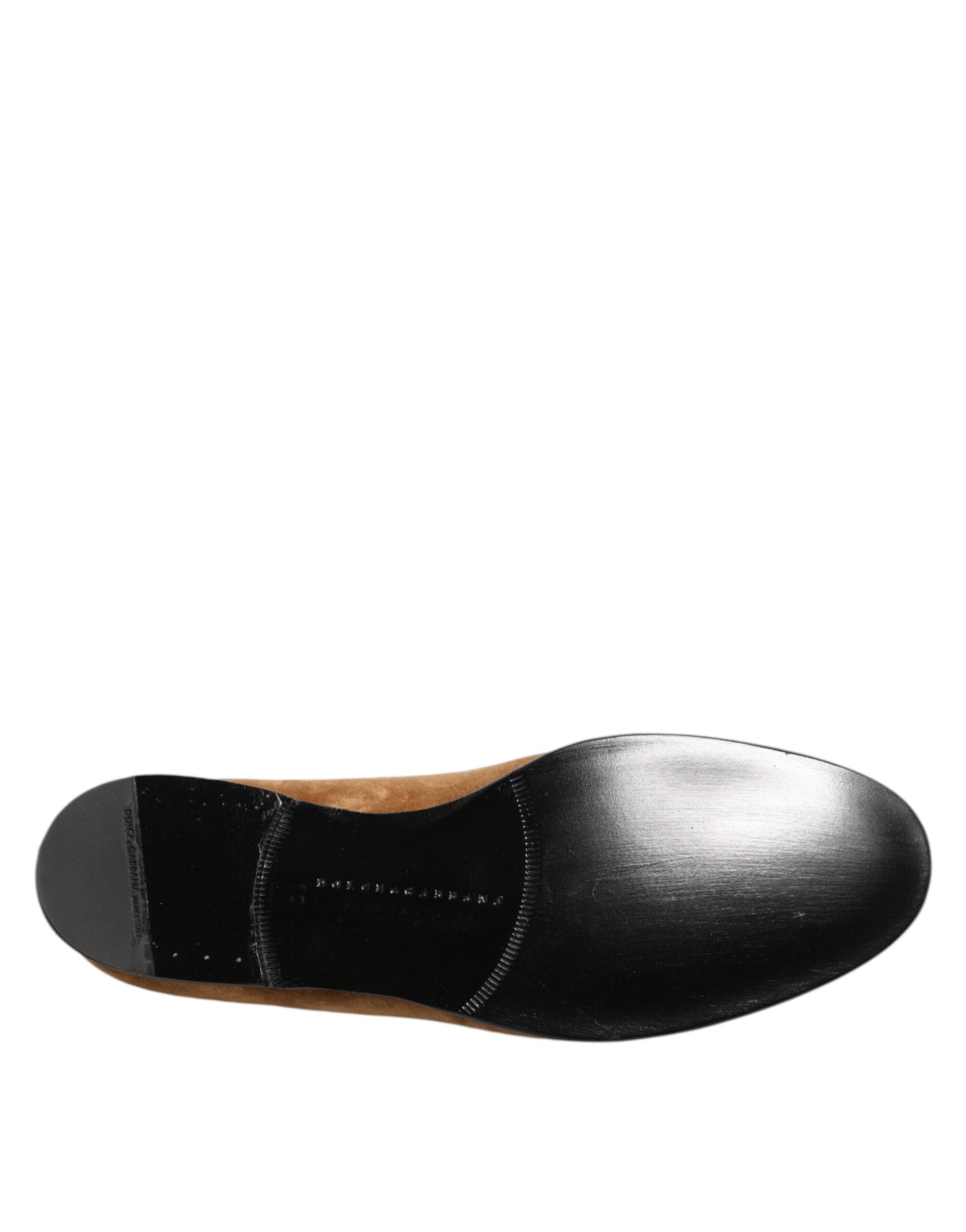 Dolce & Gabbana Brown Suede Slip-On Men's Loafers Formal Shoes